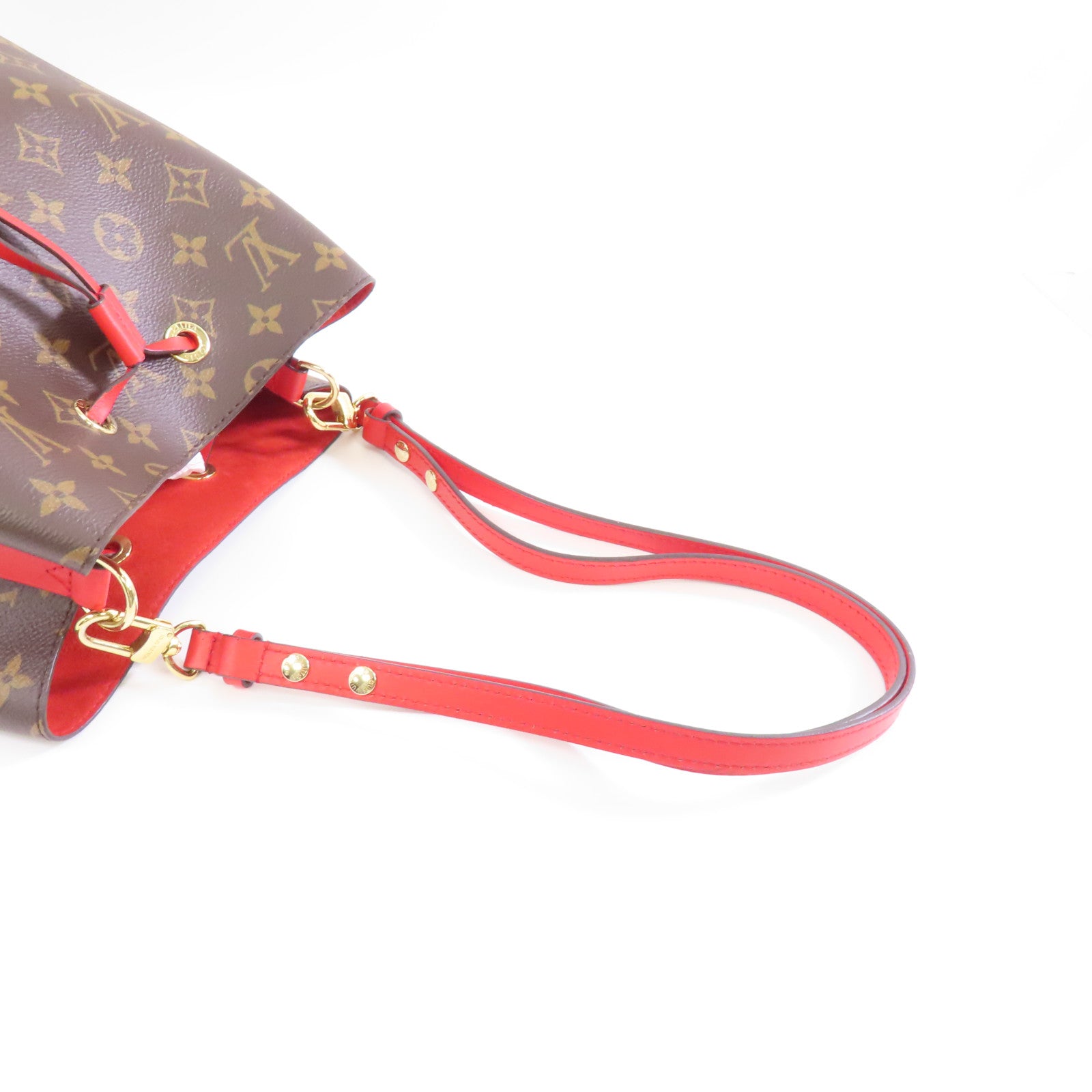 LOUIS VUITTON Monogram Neo Noe MM金扣肩背袋紅色/啡色