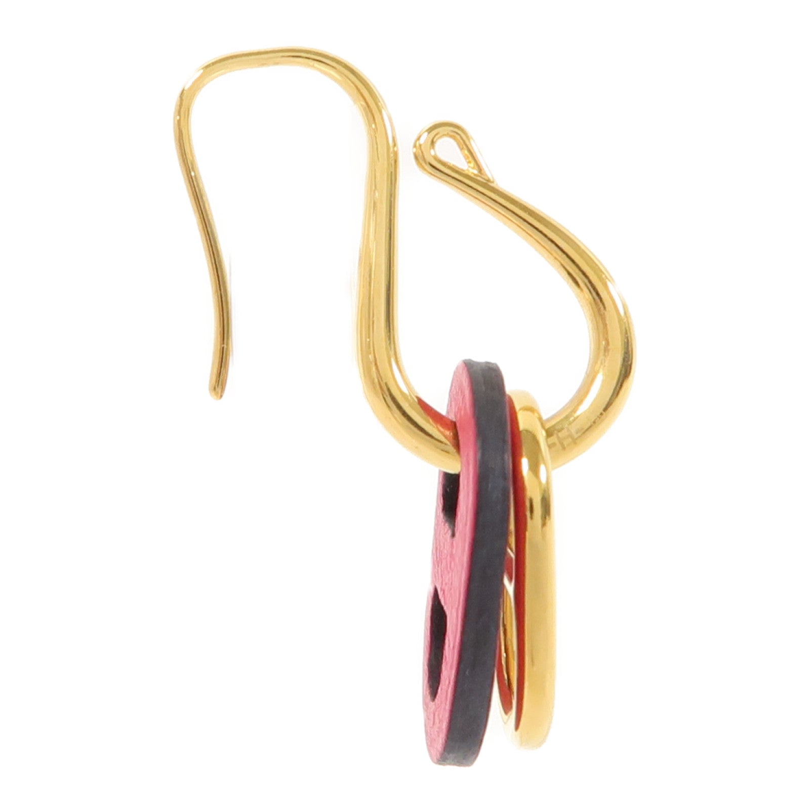 HERMES 金屬/Swift皮革O'Maillon Earrings耳環粉紅色/金色