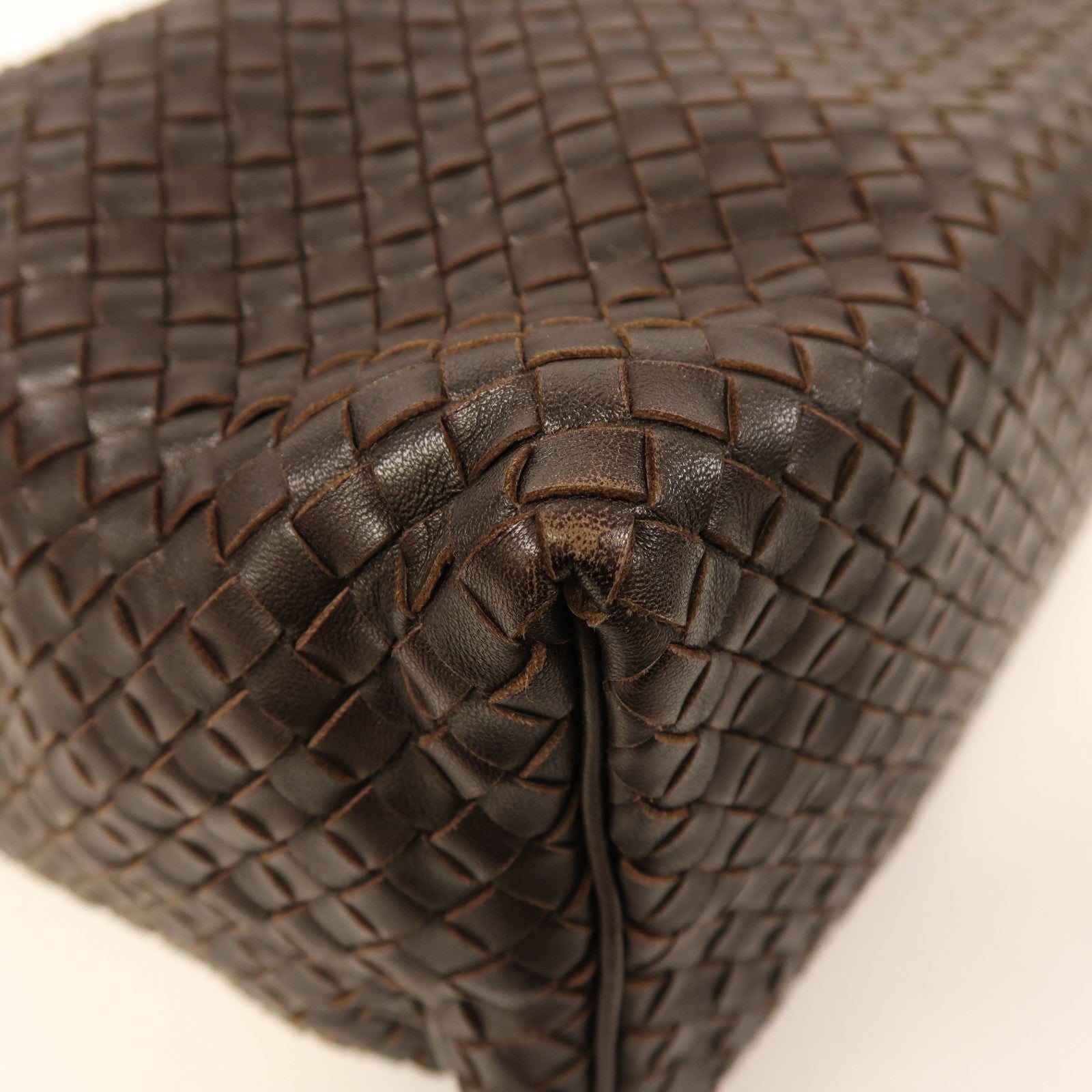 BOTTEGA VENETA 織紋皮革Shoulder Bag金扣肩背袋啡色