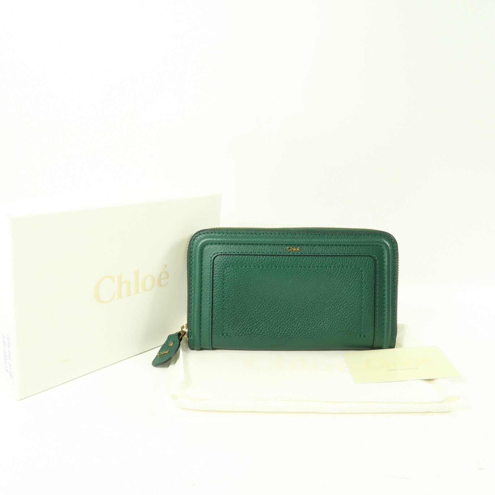 Chloe 牛皮皮革Long Wallet金扣長錢包綠色