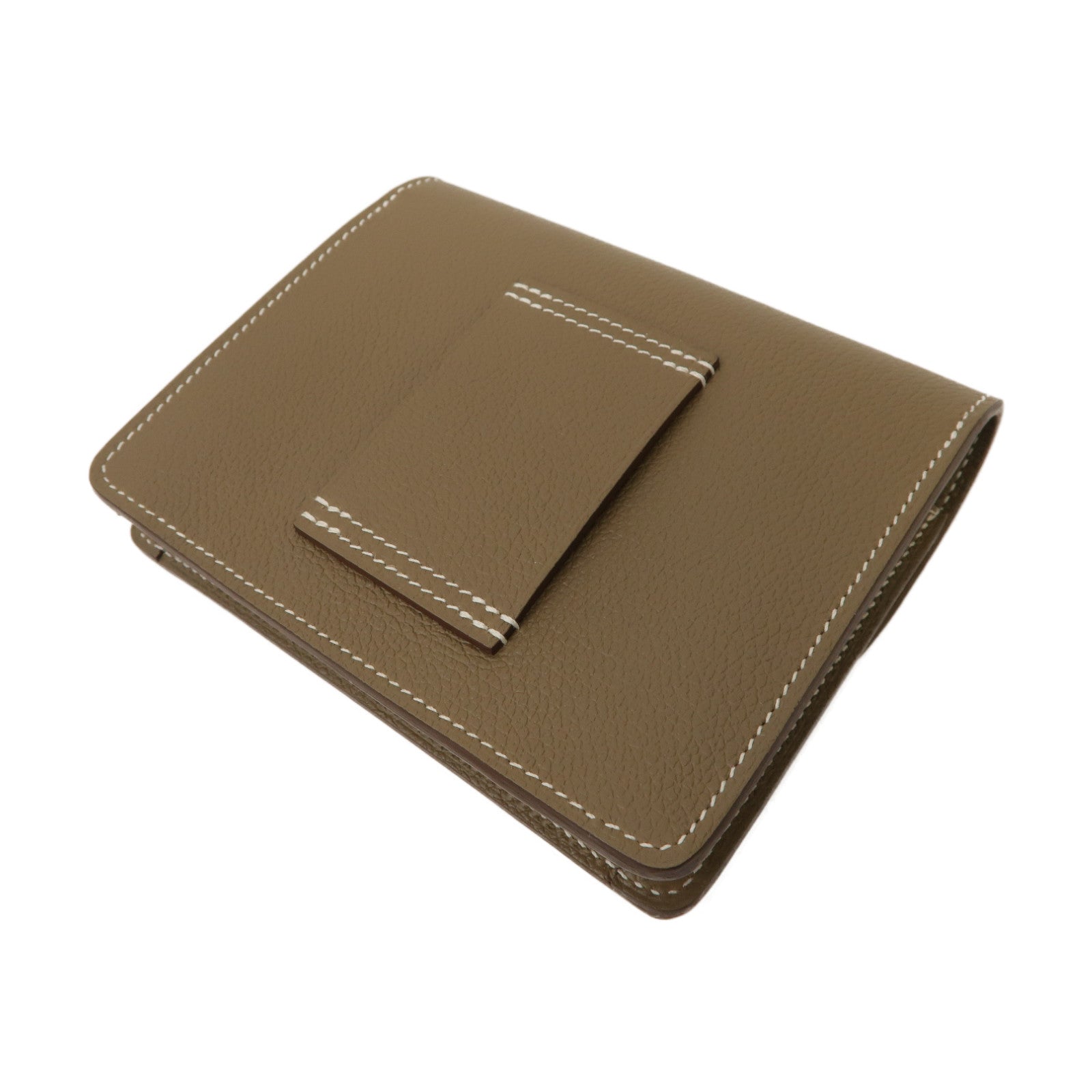 HERMES 【激減優惠】Evercolor皮革Roulis Slim金扣折疊錢包大象灰色