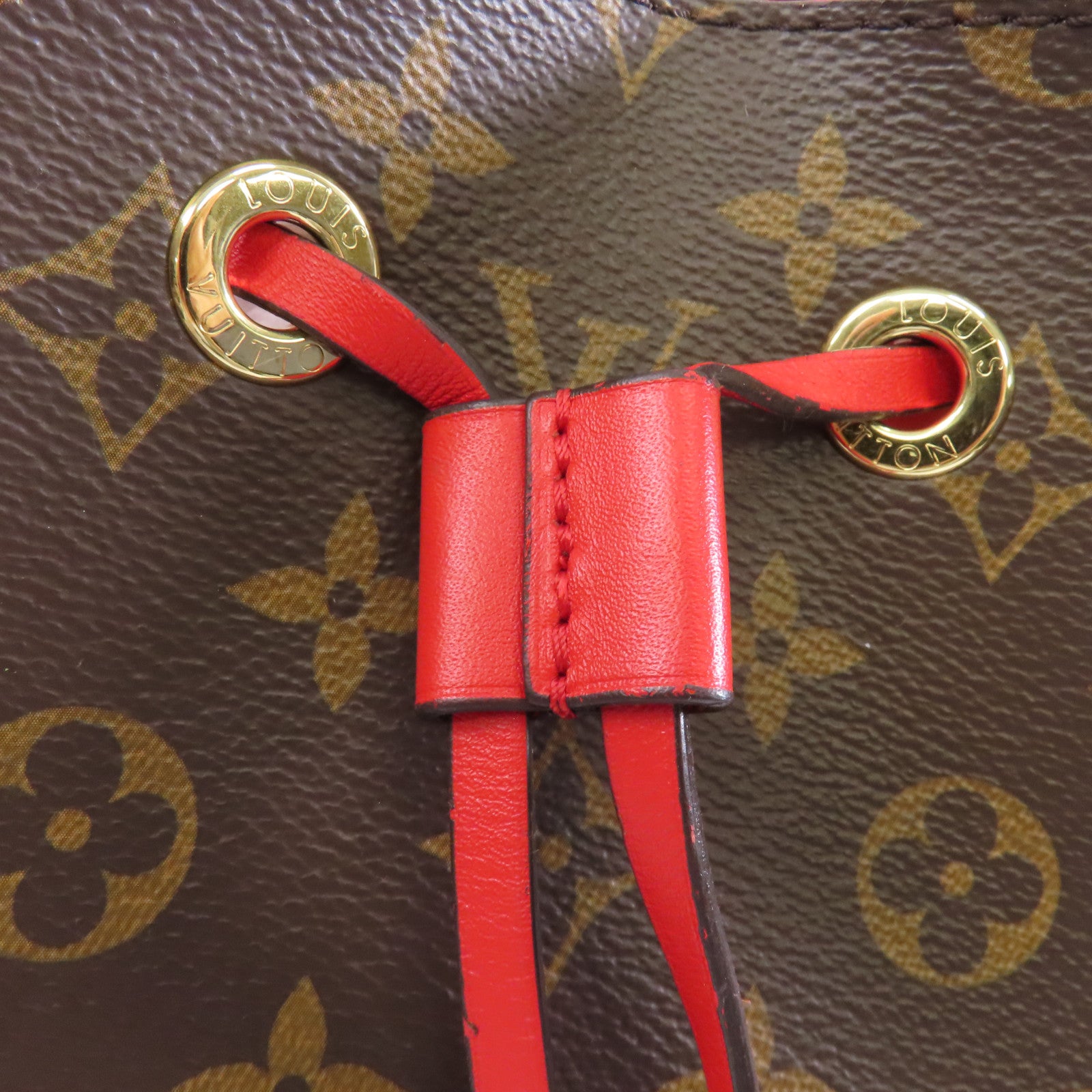 LOUIS VUITTON Monogram Neo Noe MM金扣肩背袋紅色/啡色