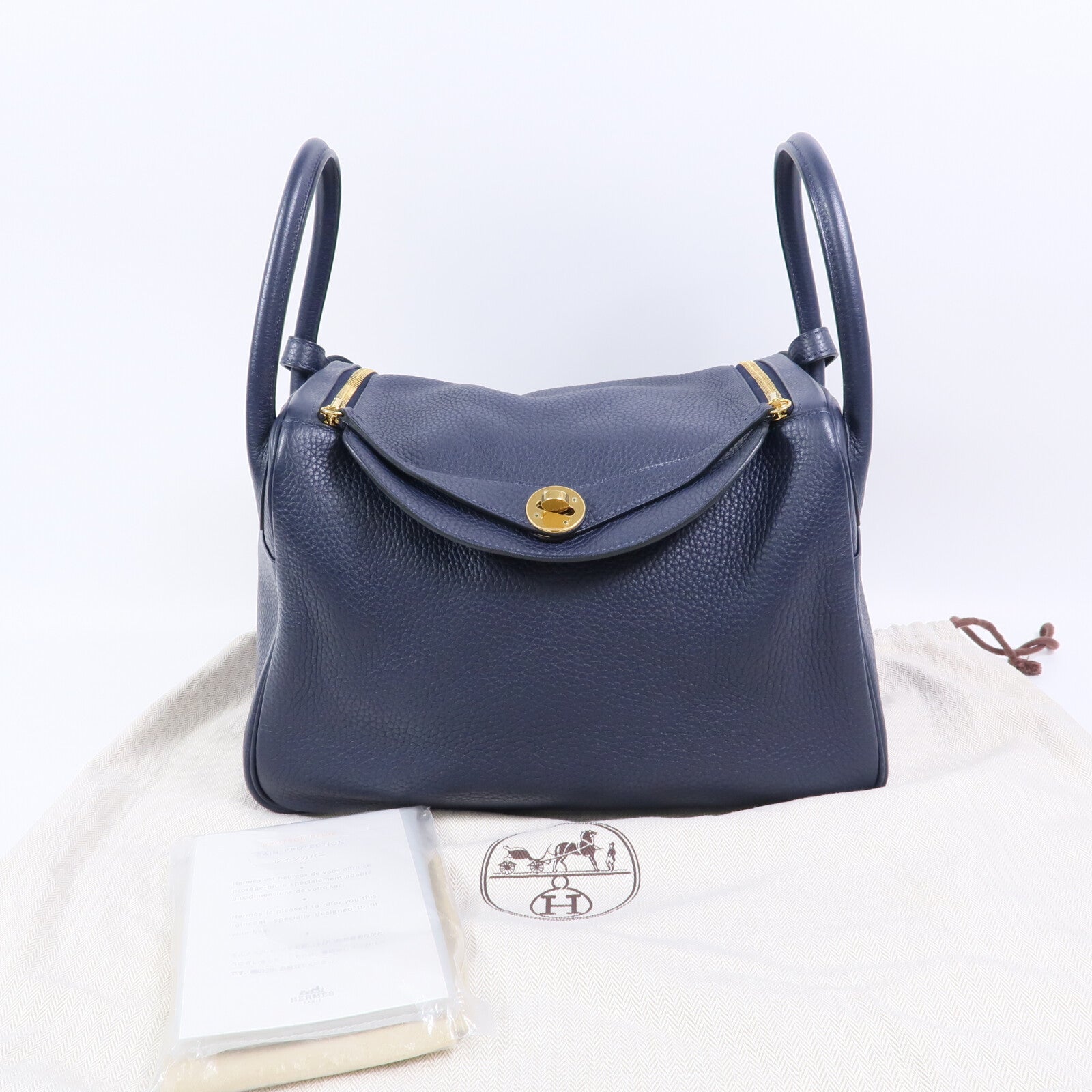 HERMES Clemence皮革Lindy 30肩背袋Bleu Nuit