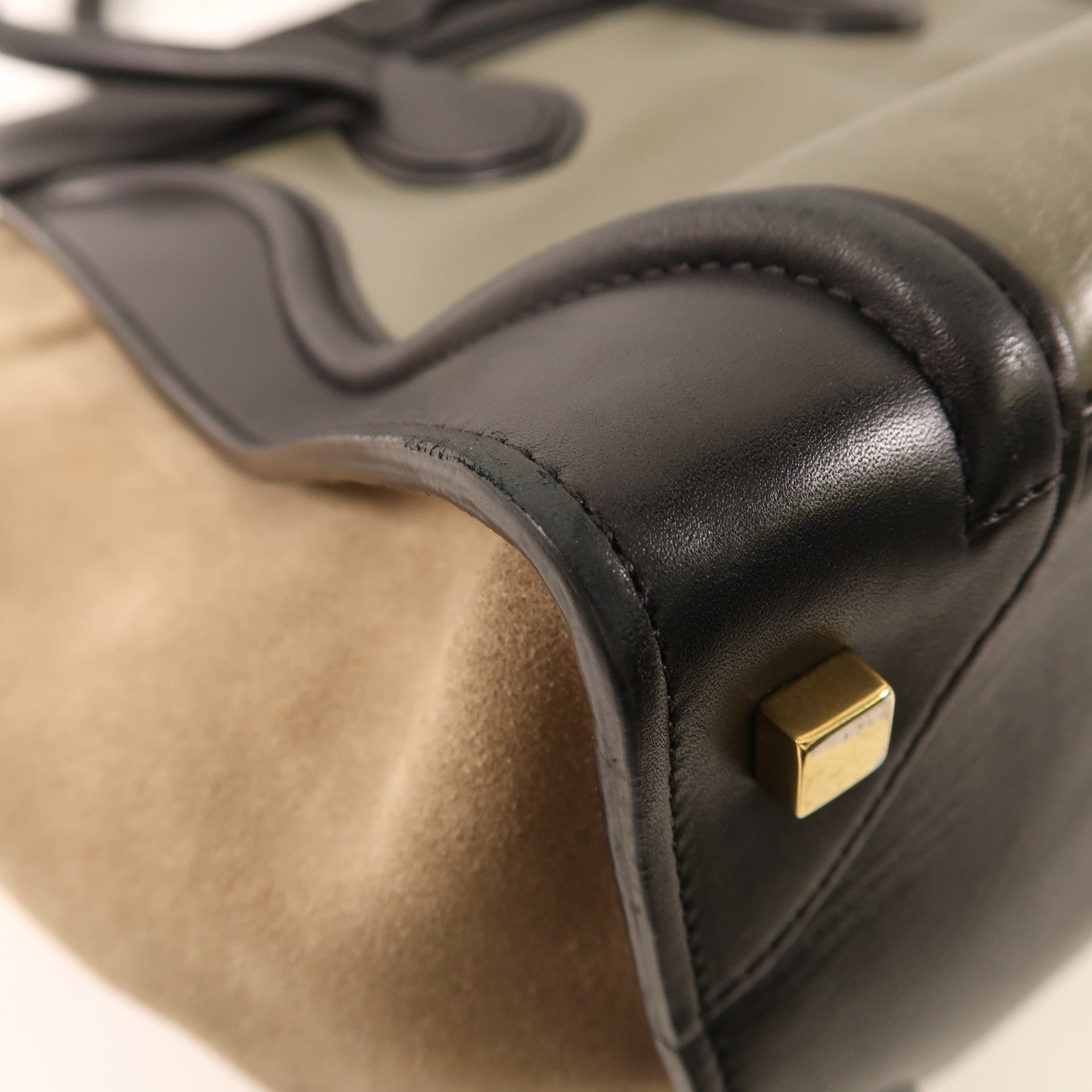 CELINE 牛皮/麂皮皮革Mini Luggage金扣手挽袋