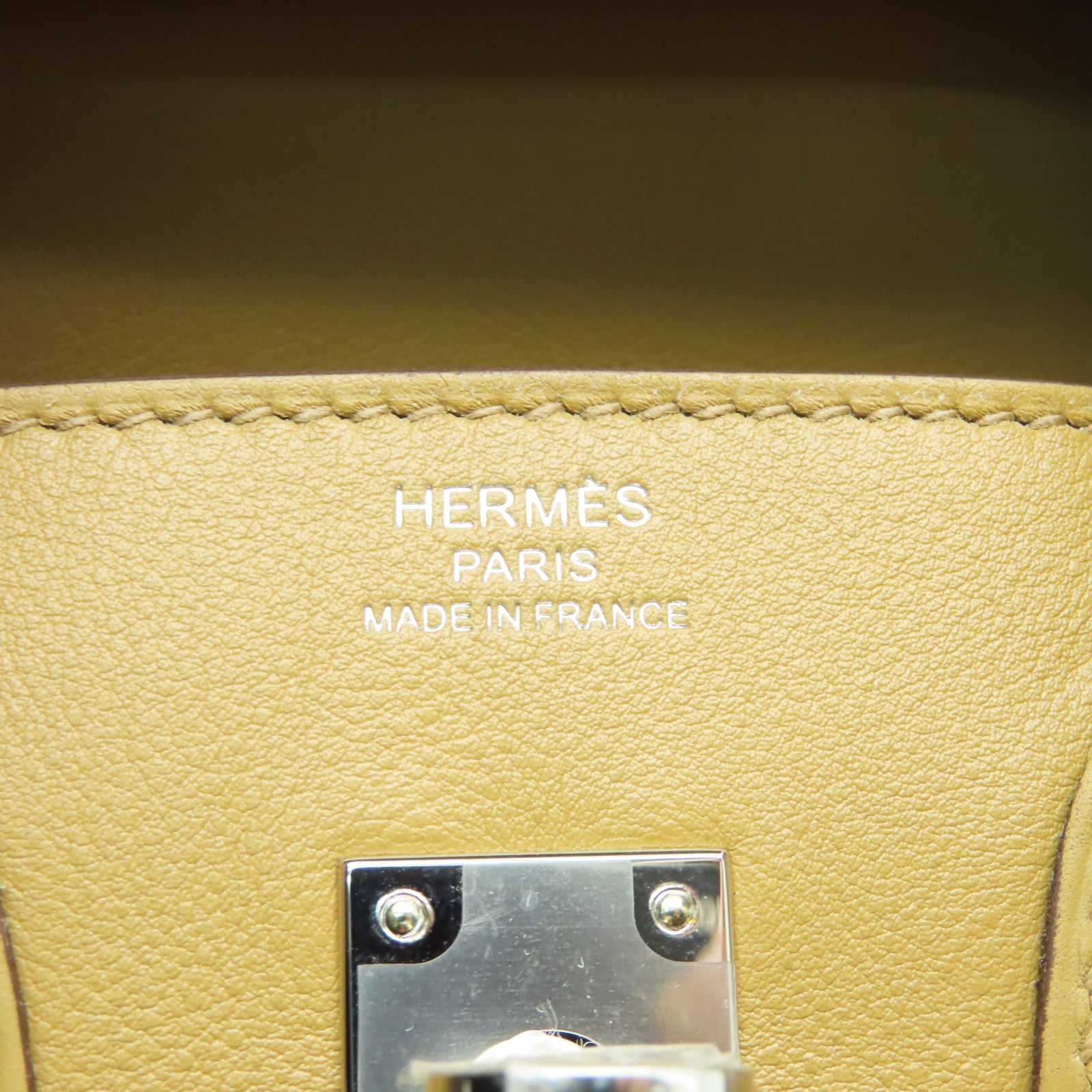 HERMES **【激減優惠】Swift皮革Birkin 25銀扣手挽袋Biscuit米色