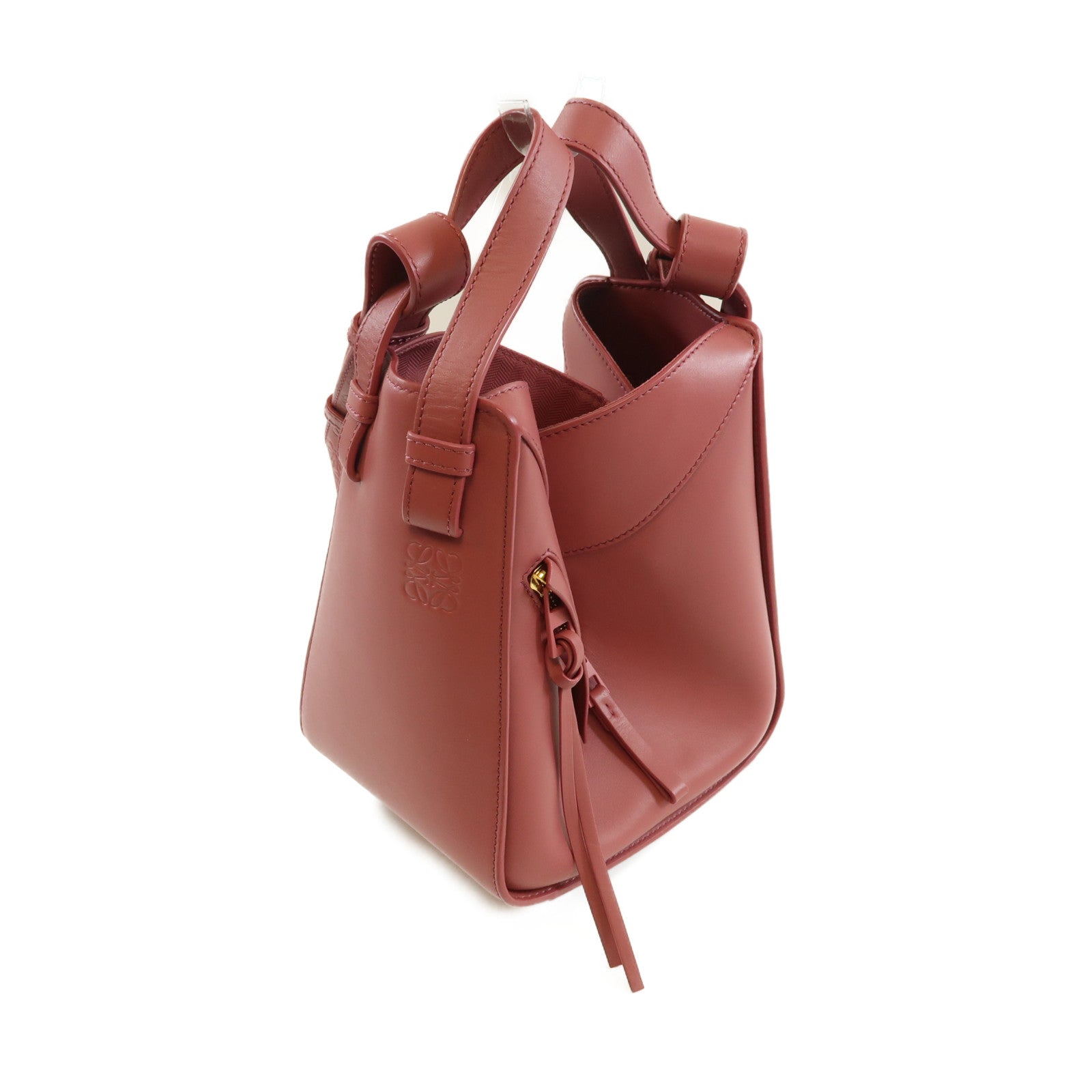 LOEWE 牛皮皮革Hammock金扣手挽肩背兩用袋粉紅色
