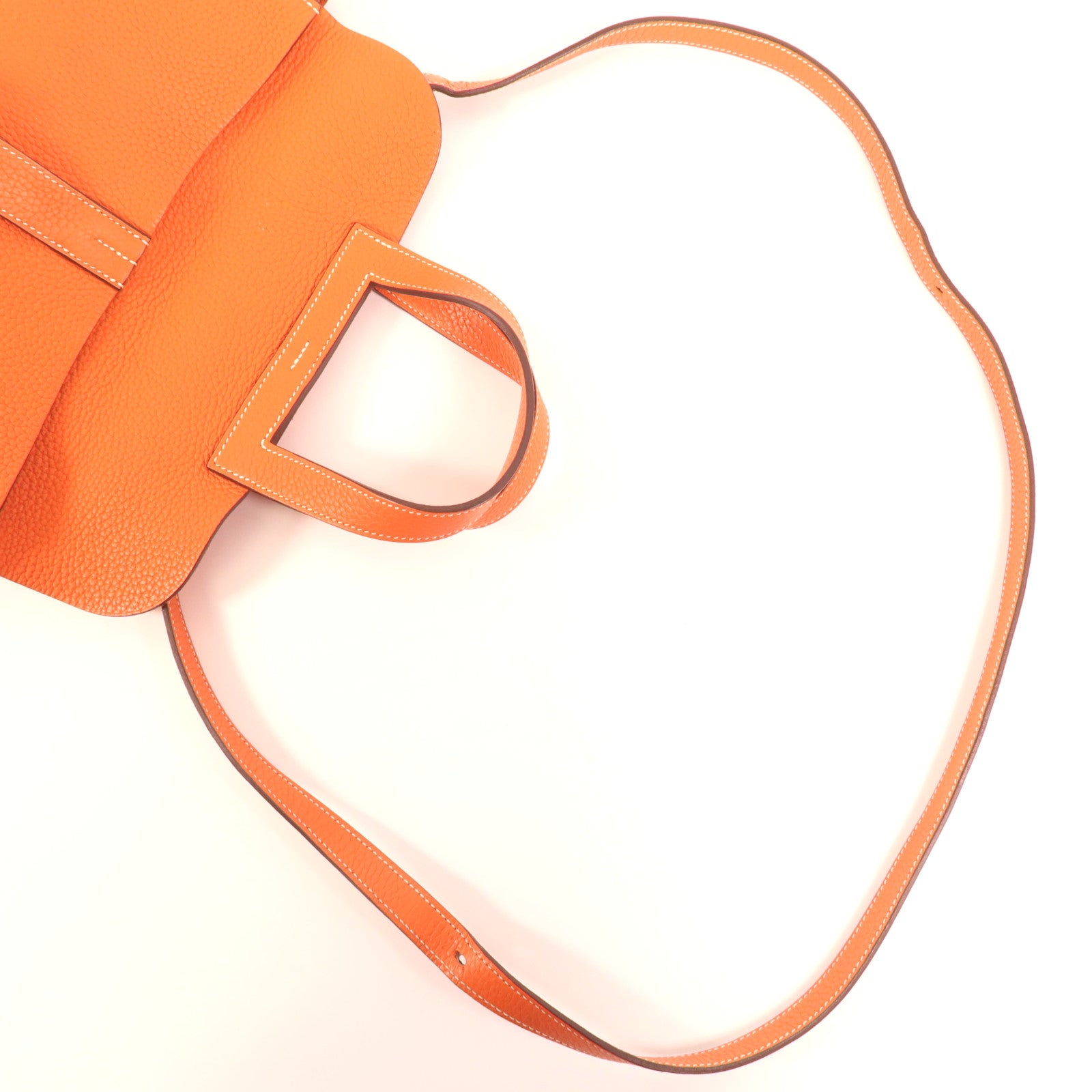 HERMES Clemence皮革Halzan 31銀扣手挽肩背兩用袋Orange