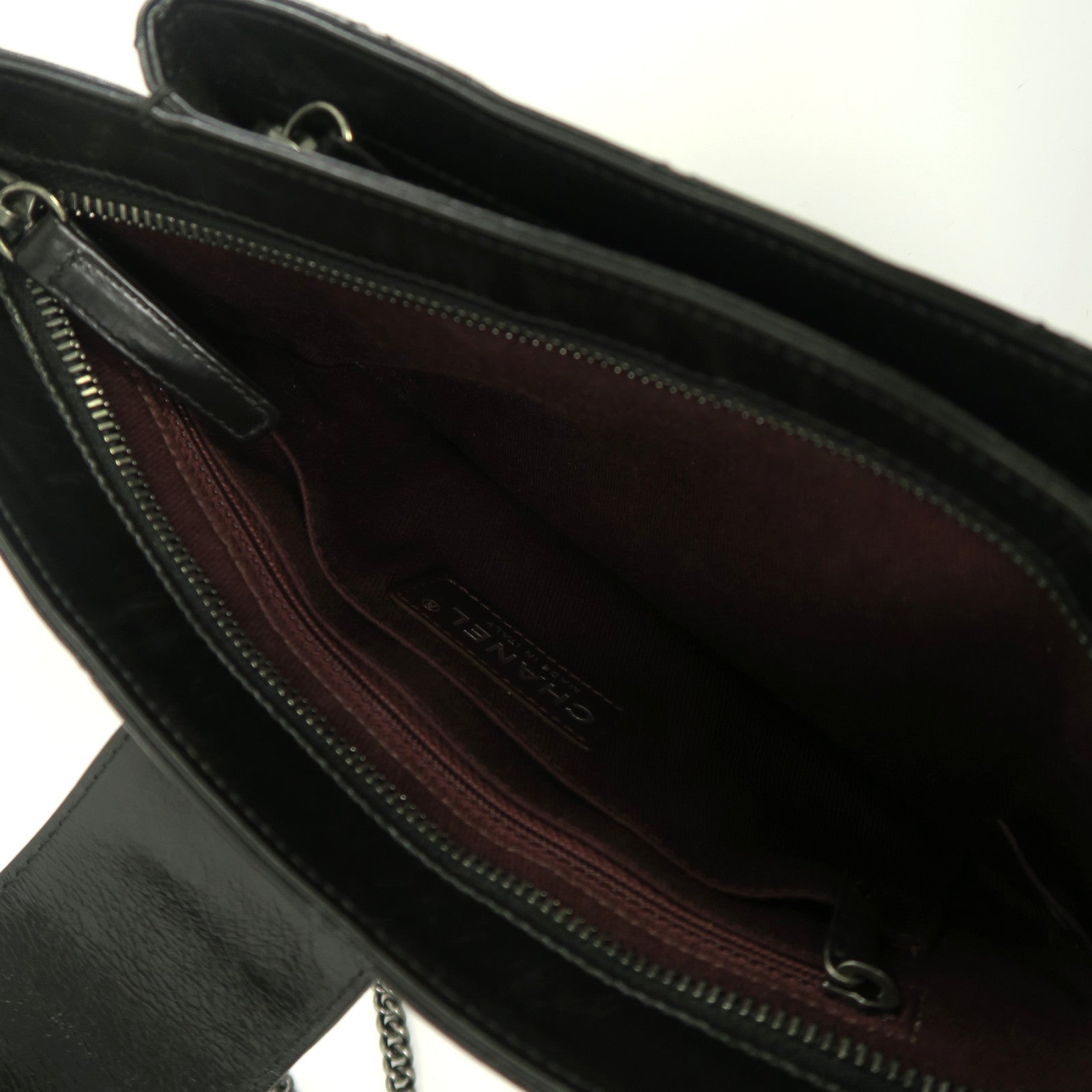 CHANEL 【激減優惠】菱格牛皮皮革Shoulder Bag銀扣鏈帶肩背袋黑色