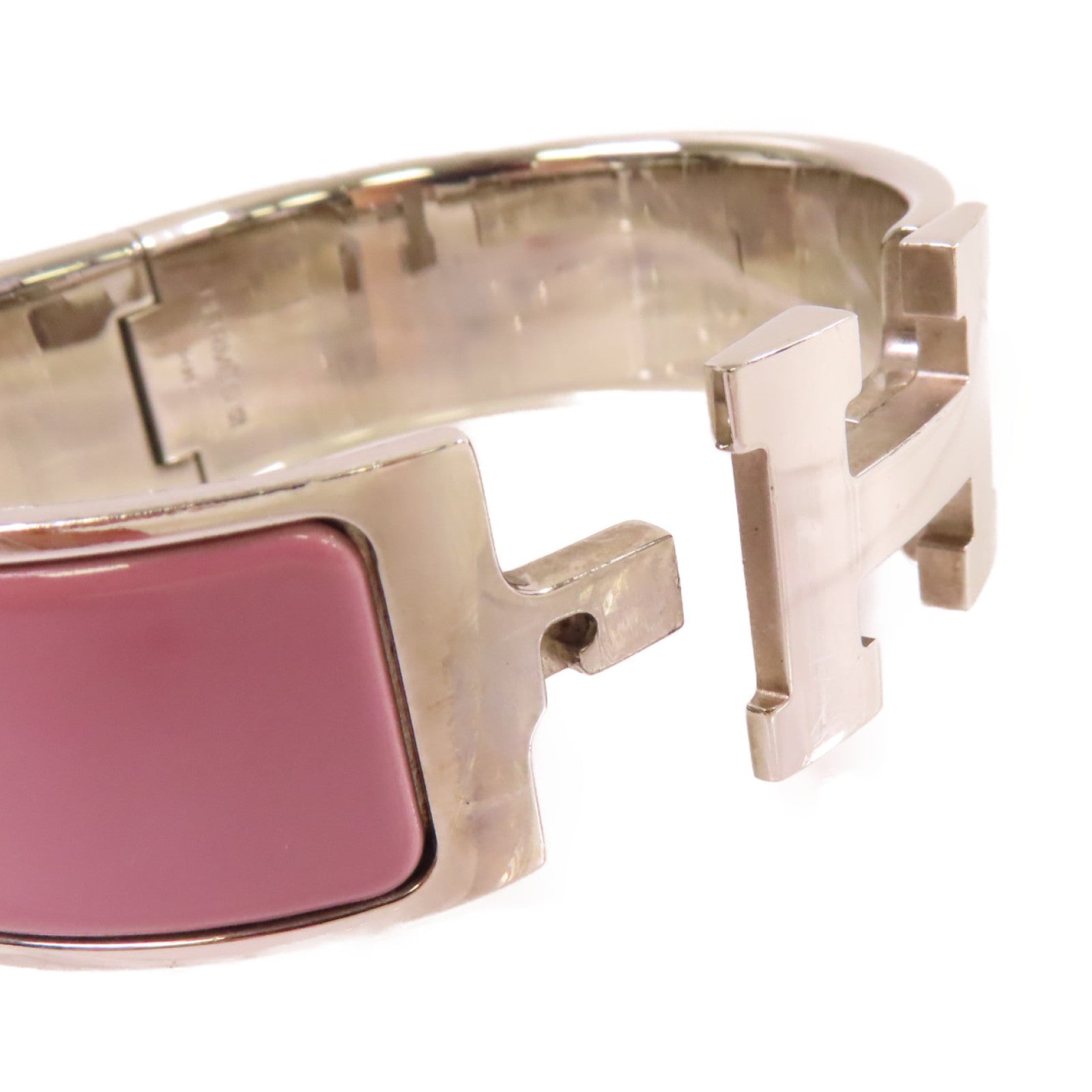 HERMES 金屬/琺瑯Clic Clac H Bracelet銀扣手鐲銀色/紫色