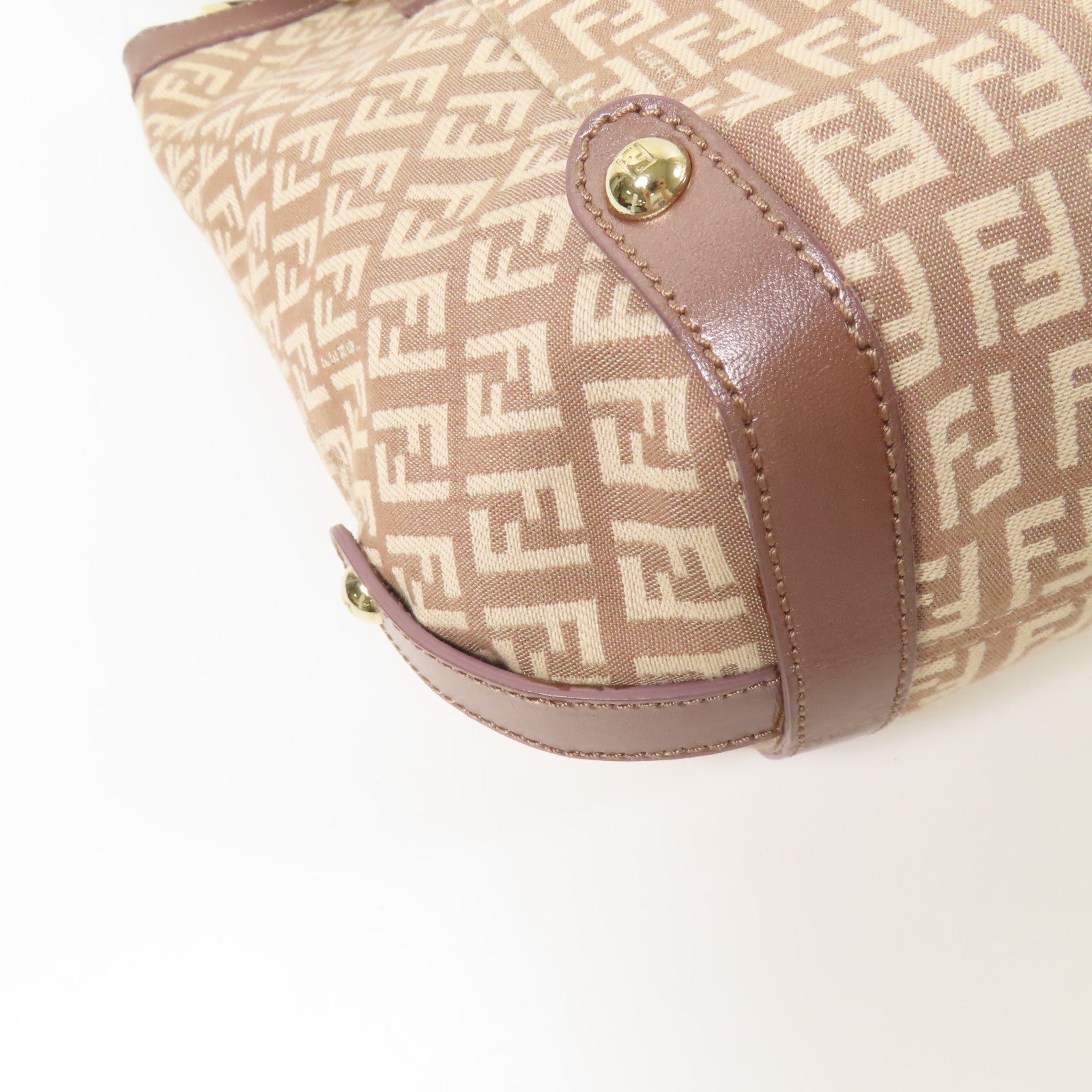 FENDI 帆布Tote Bag金扣肩背袋