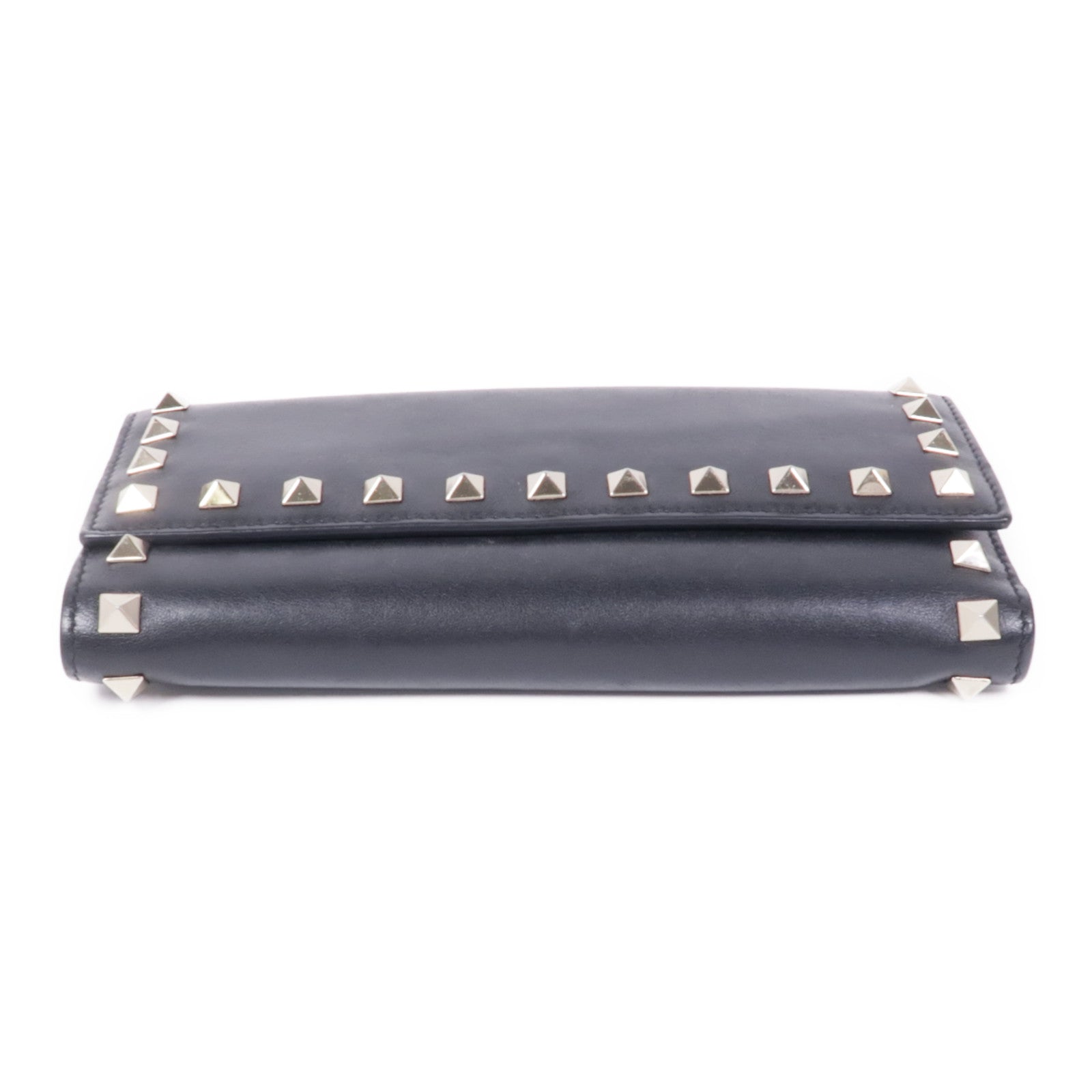 Valentino GHW Long Wallet Lambskin Leather Black