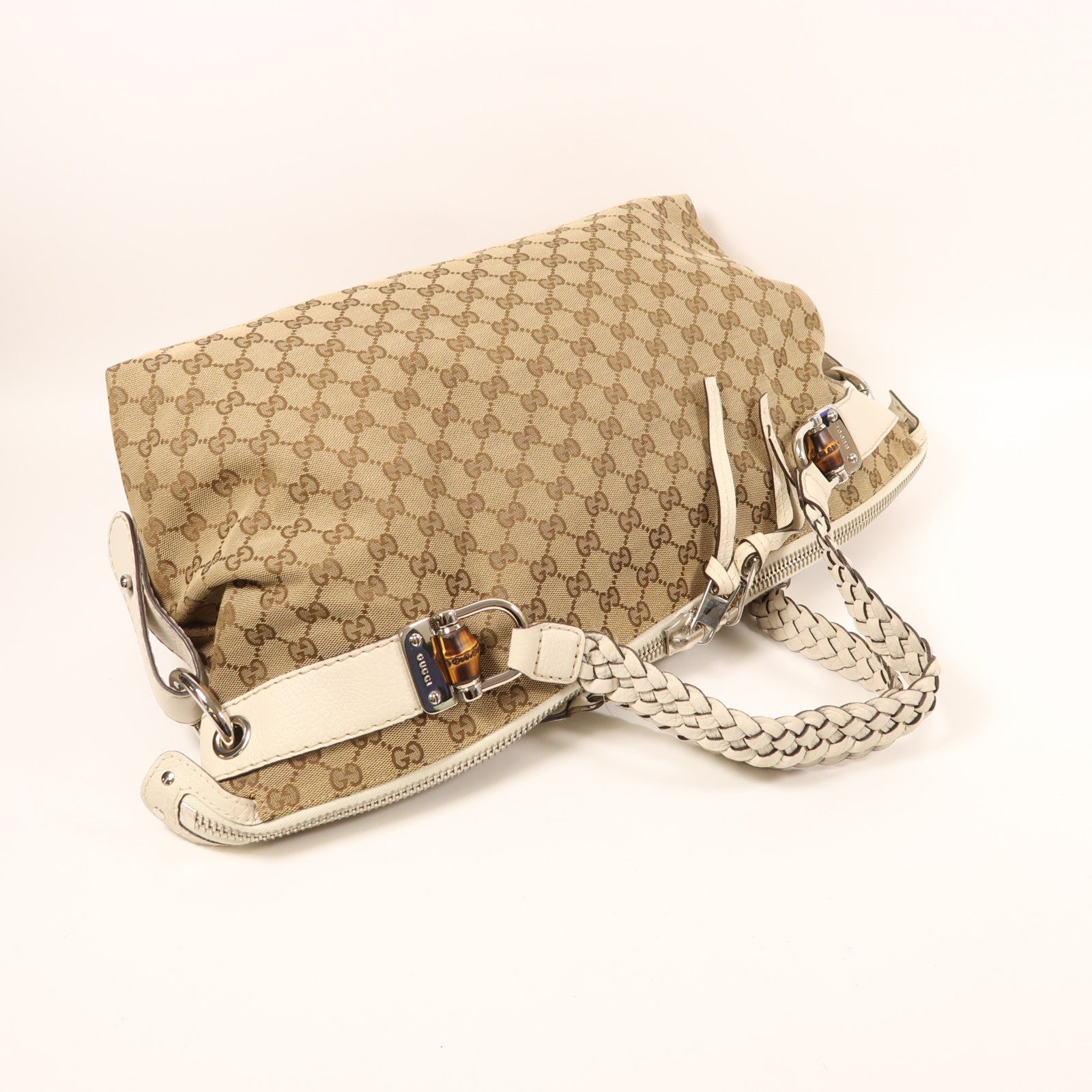 GUCCI 帆布Hand Bag銀扣手挽袋
