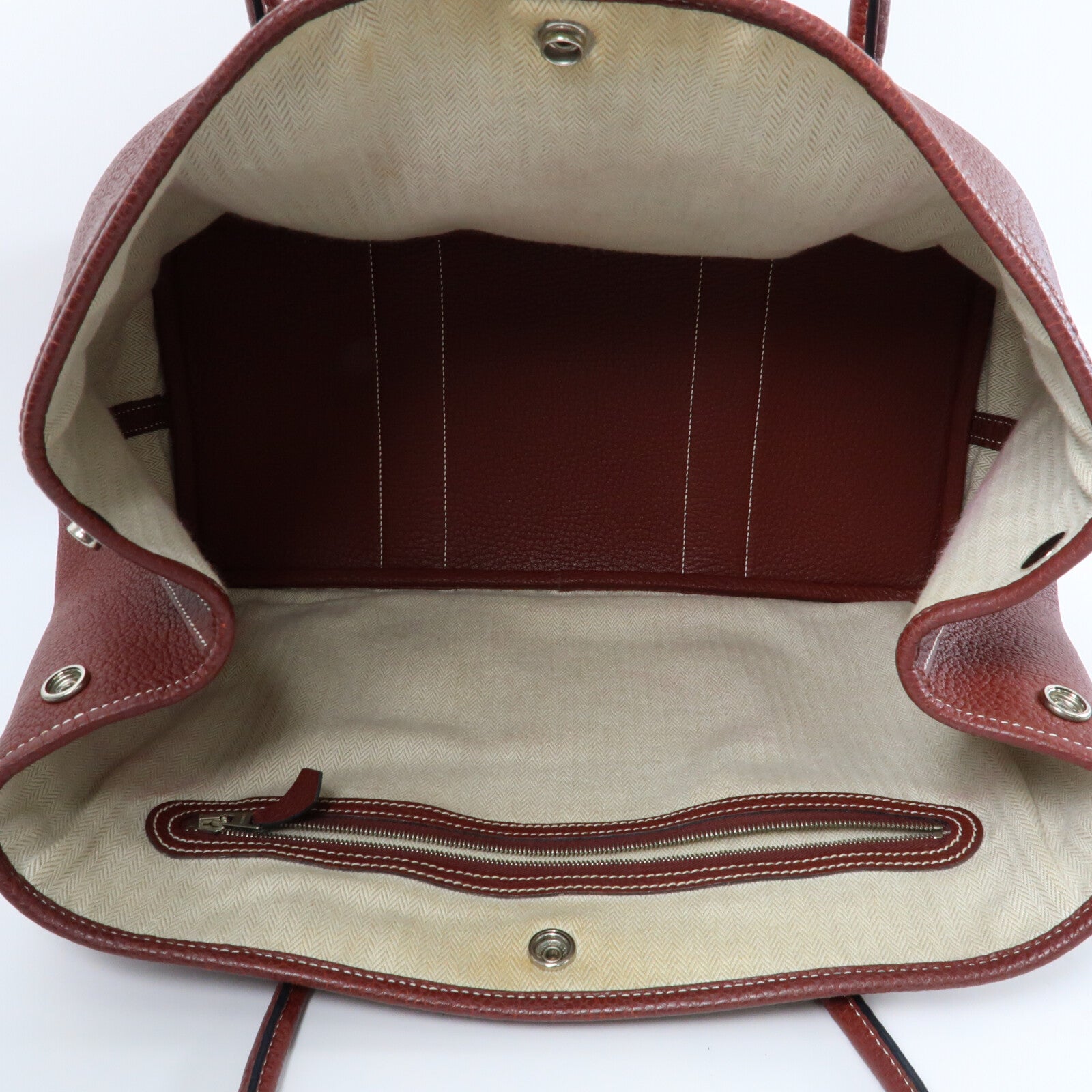HERMES Negonda皮革Garden Party PM銀扣手挽袋Rouge H