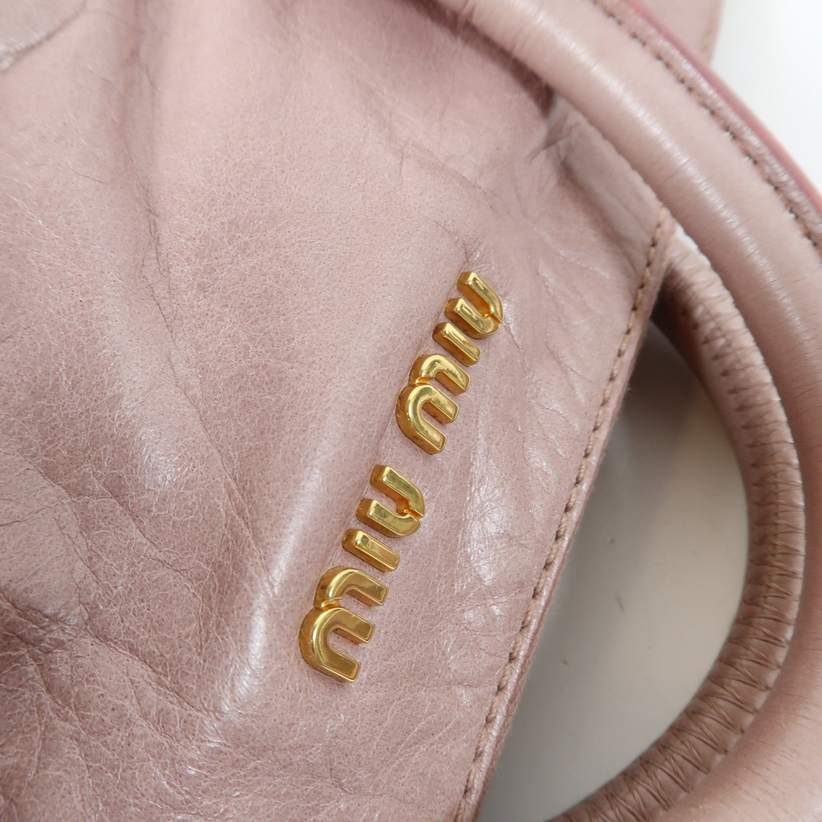 Miu Miu 【激減優惠】牛皮皮革2 Way Shoulder Bag金扣手挽肩背兩用袋粉紅色