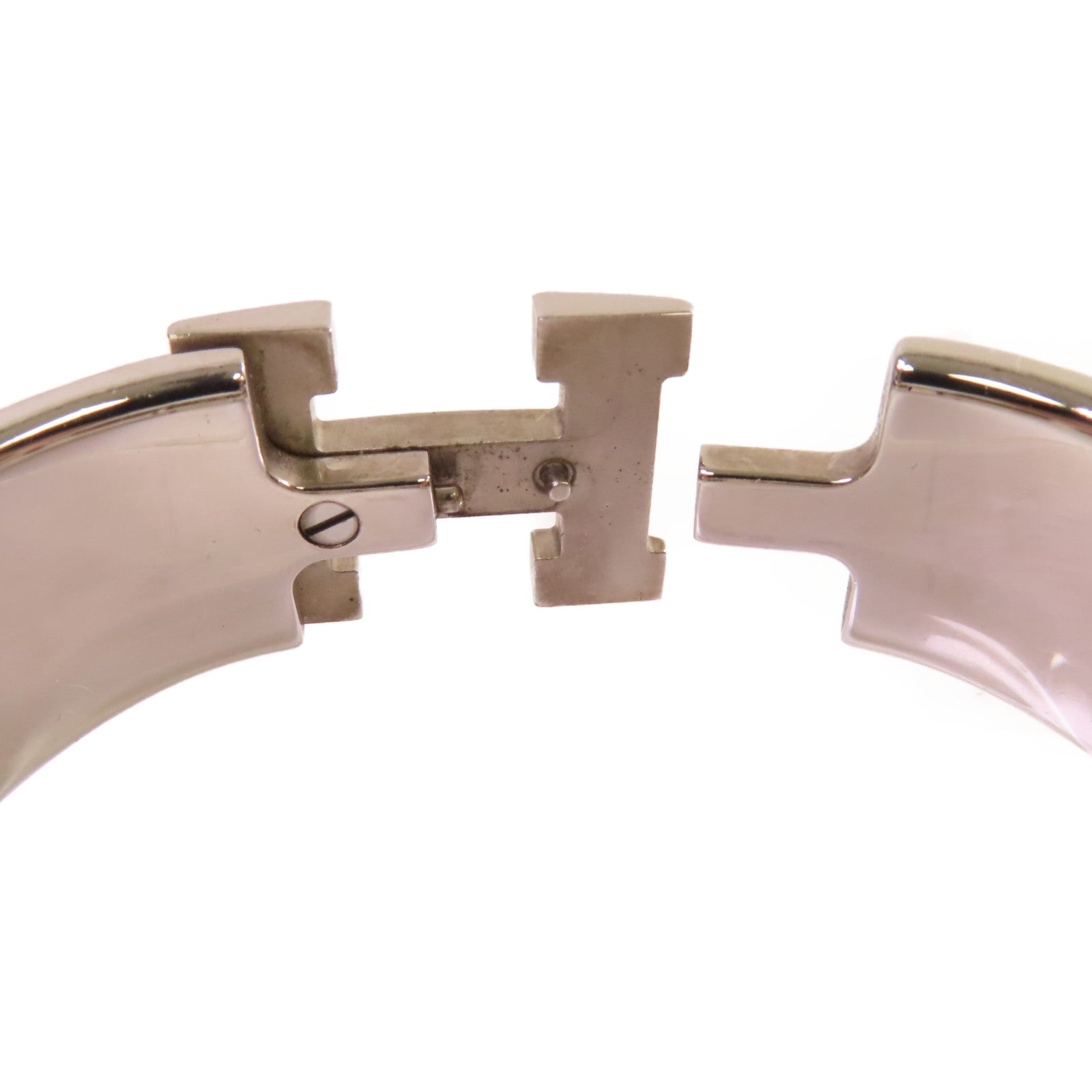 HERMES 金屬/琺瑯Clic Clac H Bracelet銀扣手鐲銀色/紫色