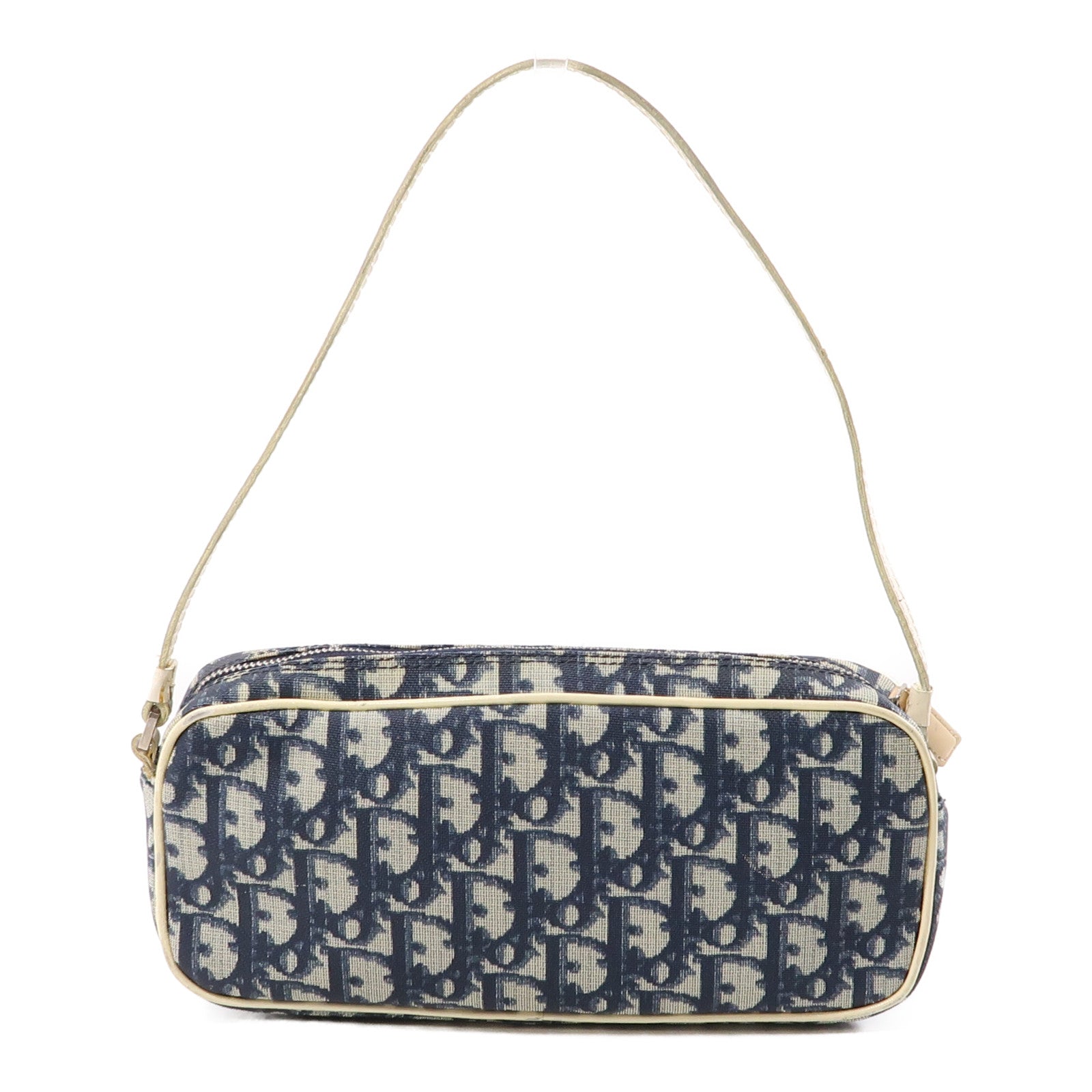 Dior CD SHW Shoulder Bag Handbag Coated Canvas Bule White