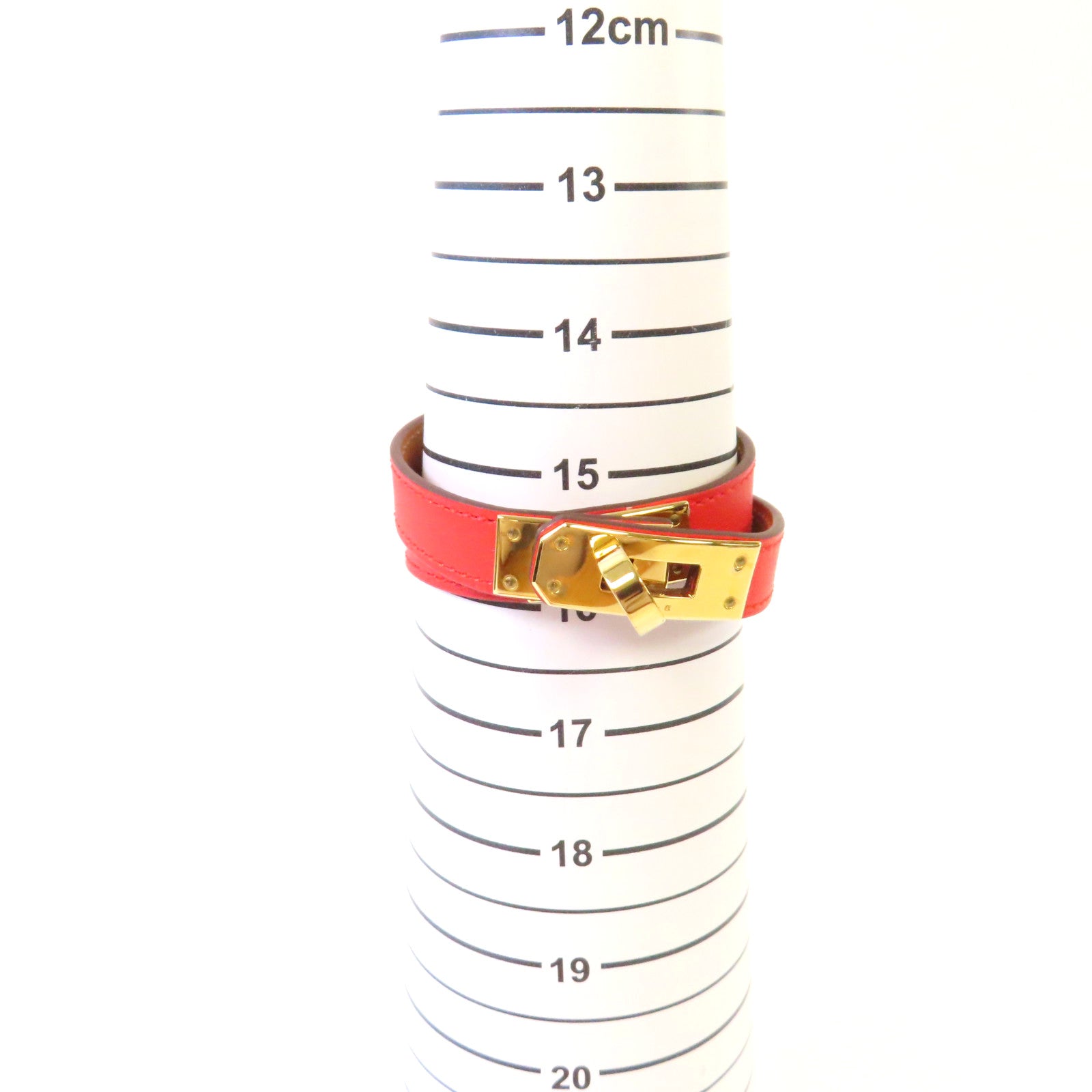 HERMES 【激減優惠】Swift皮革Kelly Double Bracelet金扣手鏈Rouge de Coeur 心紅色