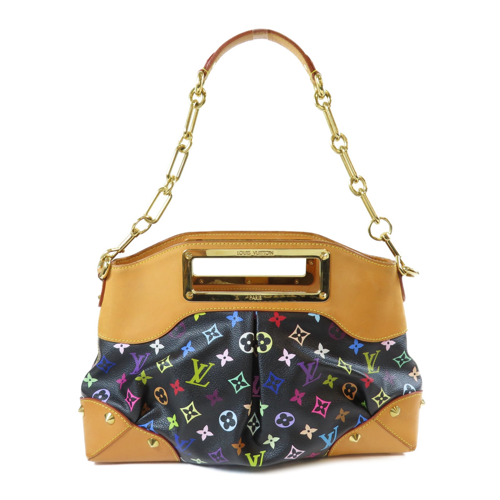 LOUIS VUITTON 【激減優惠】Monogram Multicolore Judy MM金扣手挽肩背兩用袋黑色/啡色
