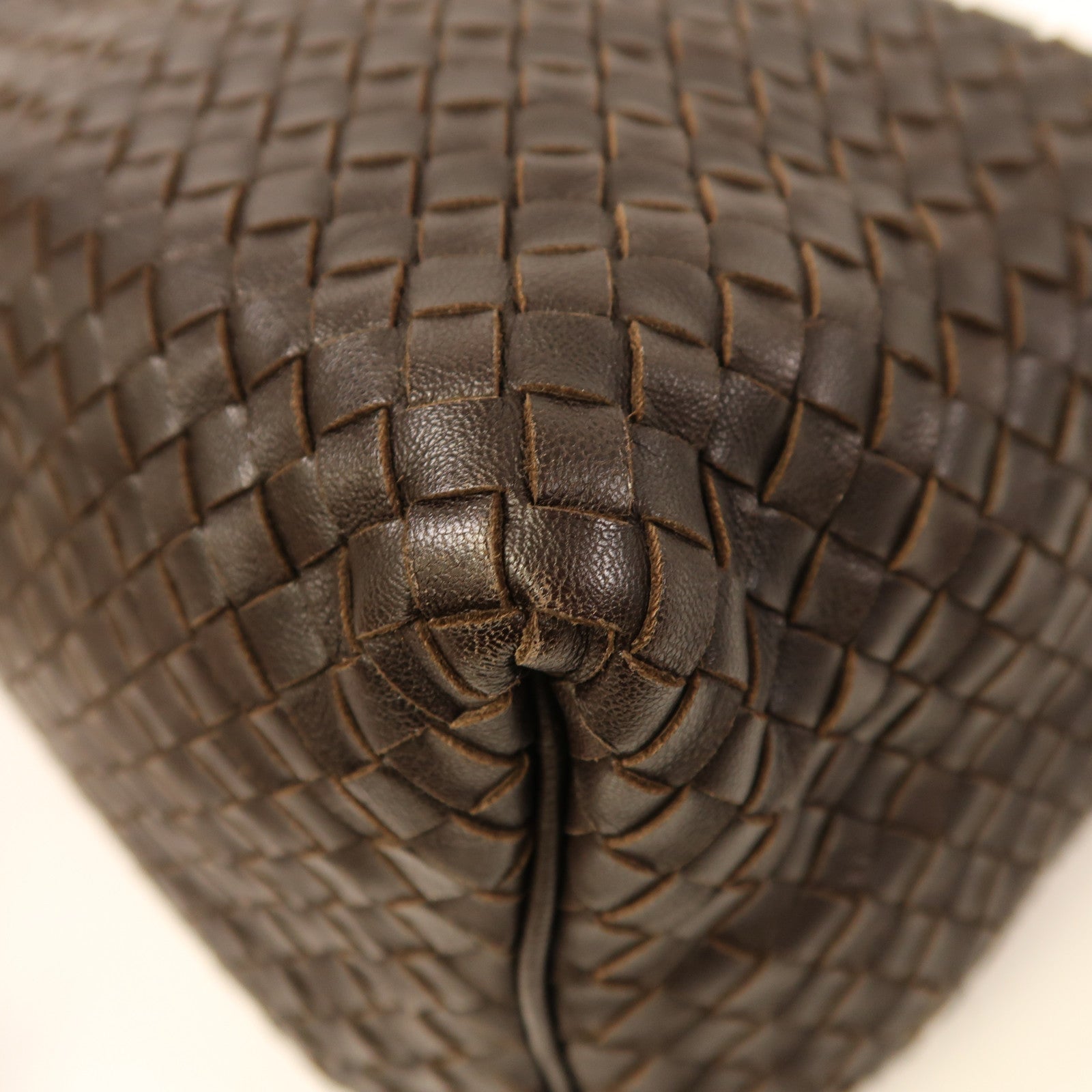 BOTTEGA VENETA 織紋皮革Shoulder Bag金扣肩背袋啡色