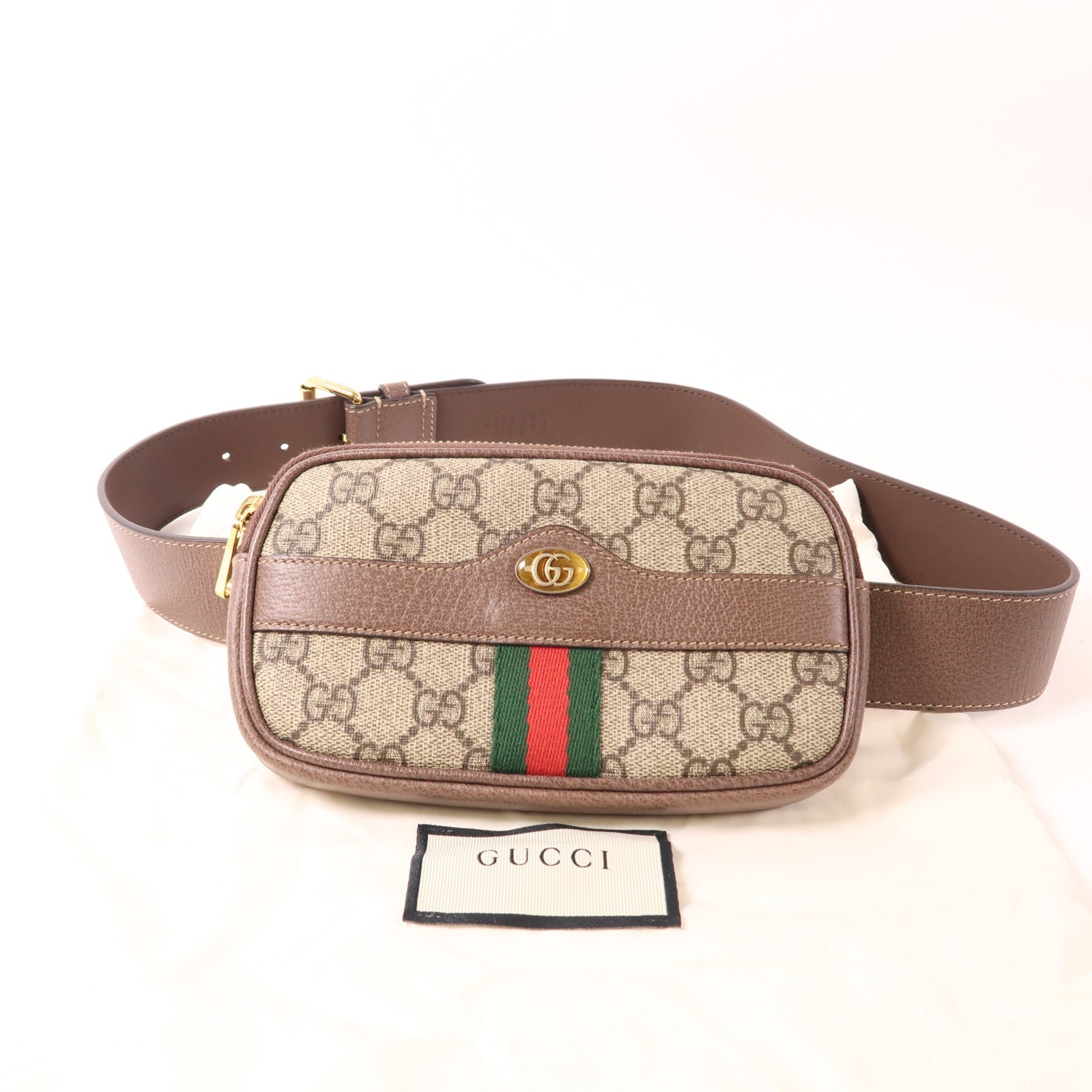 GUCCI GG Ophidia Belt Bag Coated Canvas Brown 519308