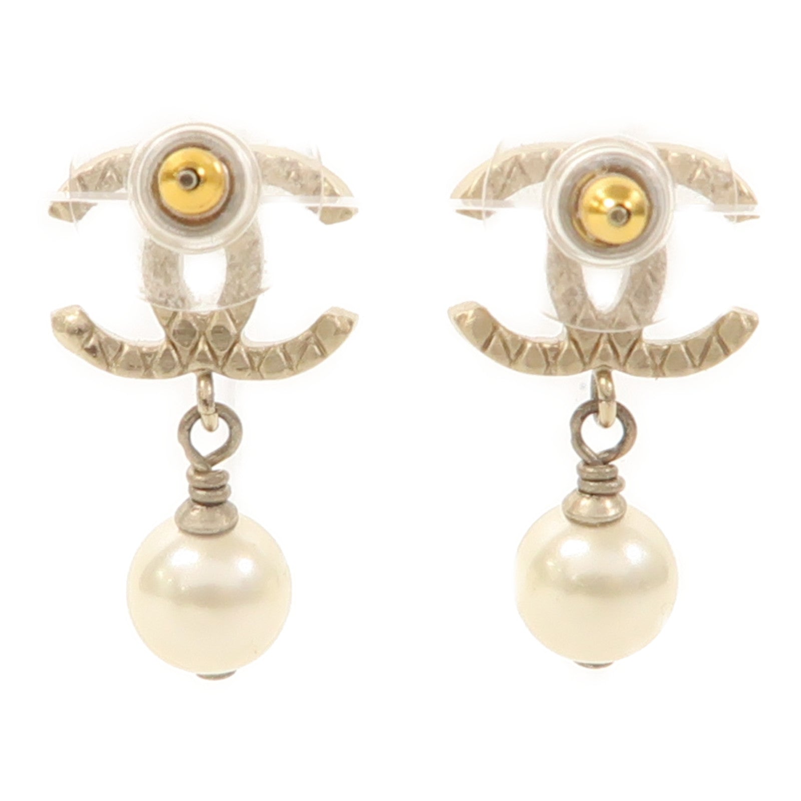 CHANEL 金屬/仿珍珠Earrings耳環金色