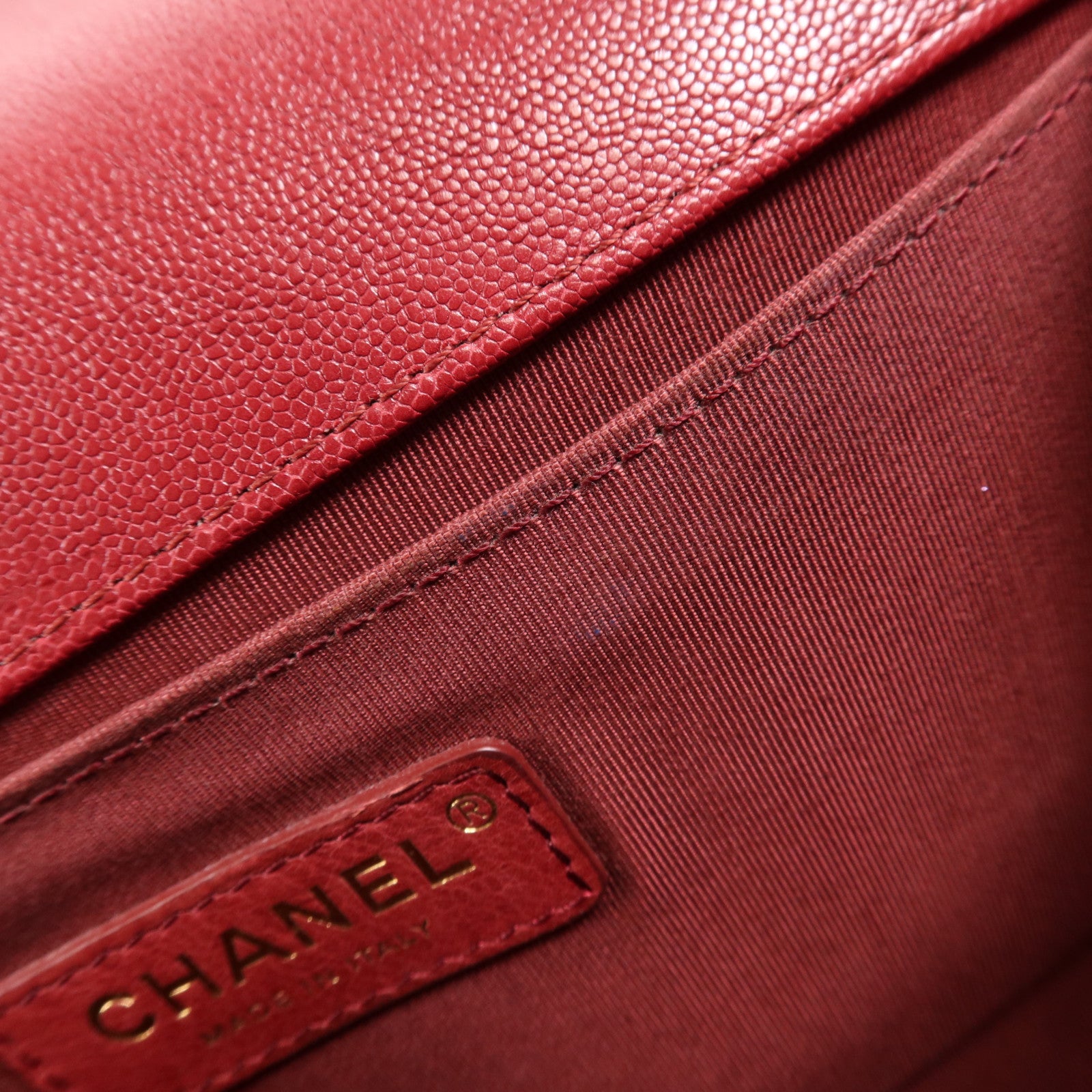 CHANEL 牛皮皮革Boy 25金扣鏈帶肩背袋