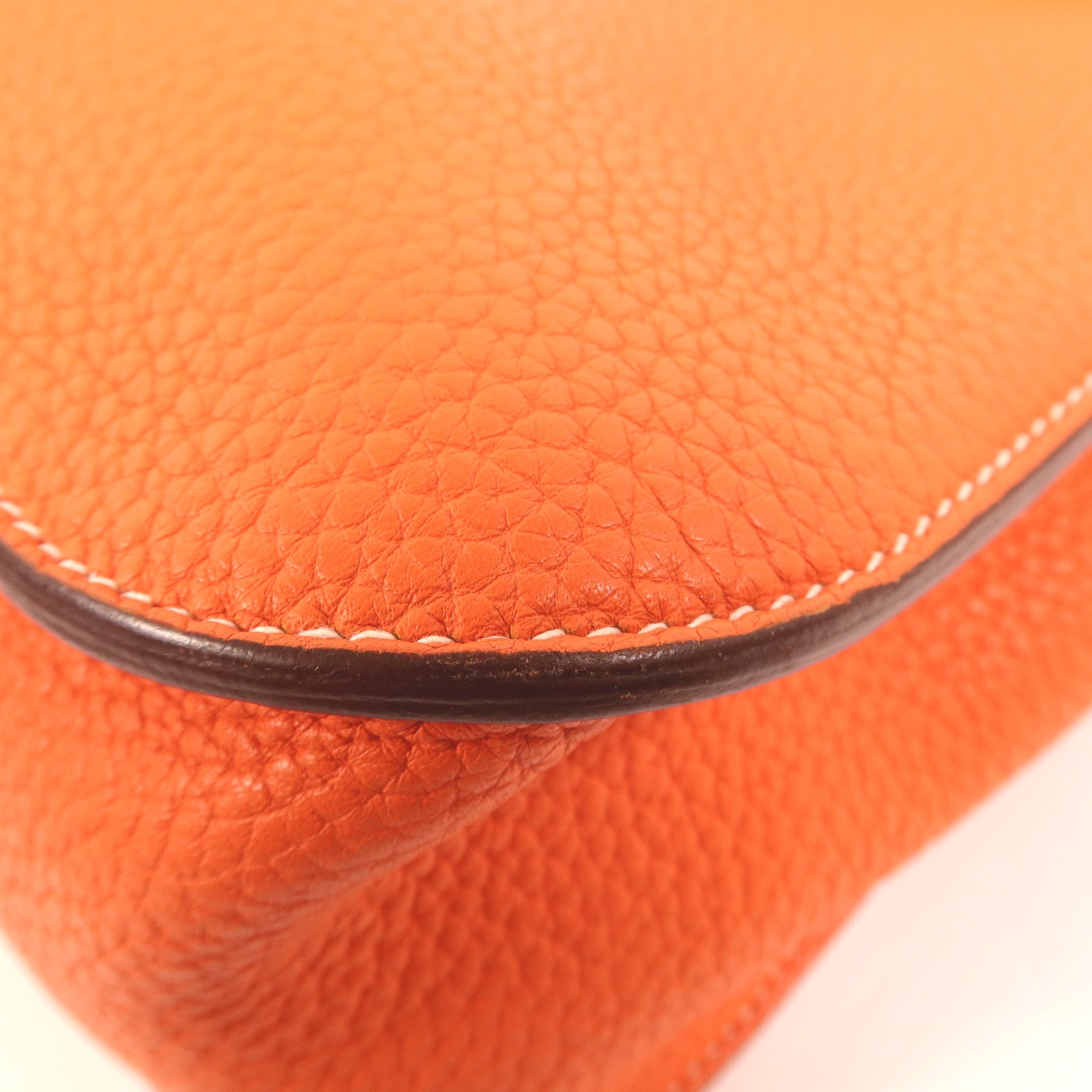 HERMES Clemence皮革Halzan 31銀扣手挽肩背兩用袋Orange