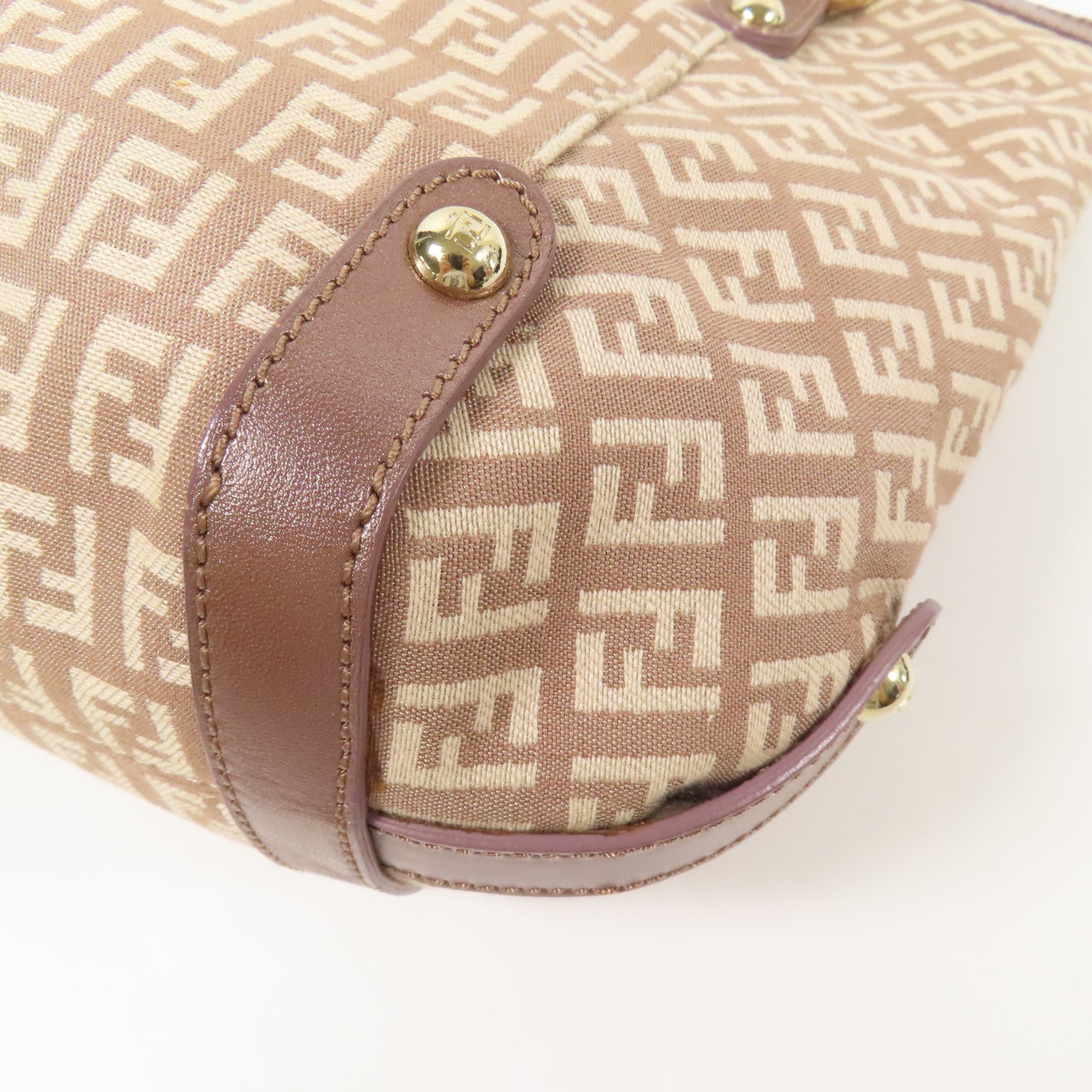 FENDI 帆布Tote Bag金扣肩背袋