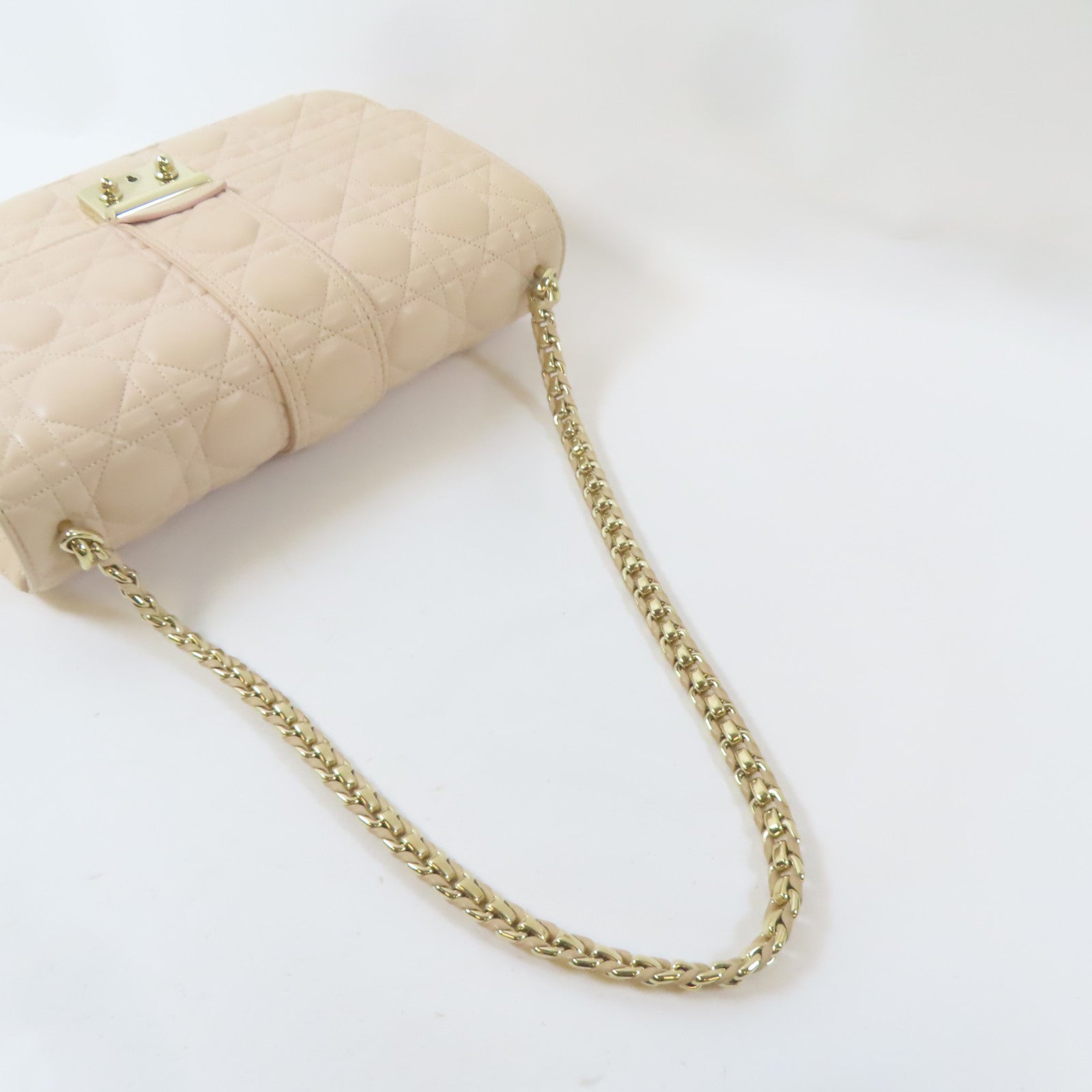 Dior 羊皮皮革Chain Shoulder金扣鏈帶肩背袋淺粉紅色