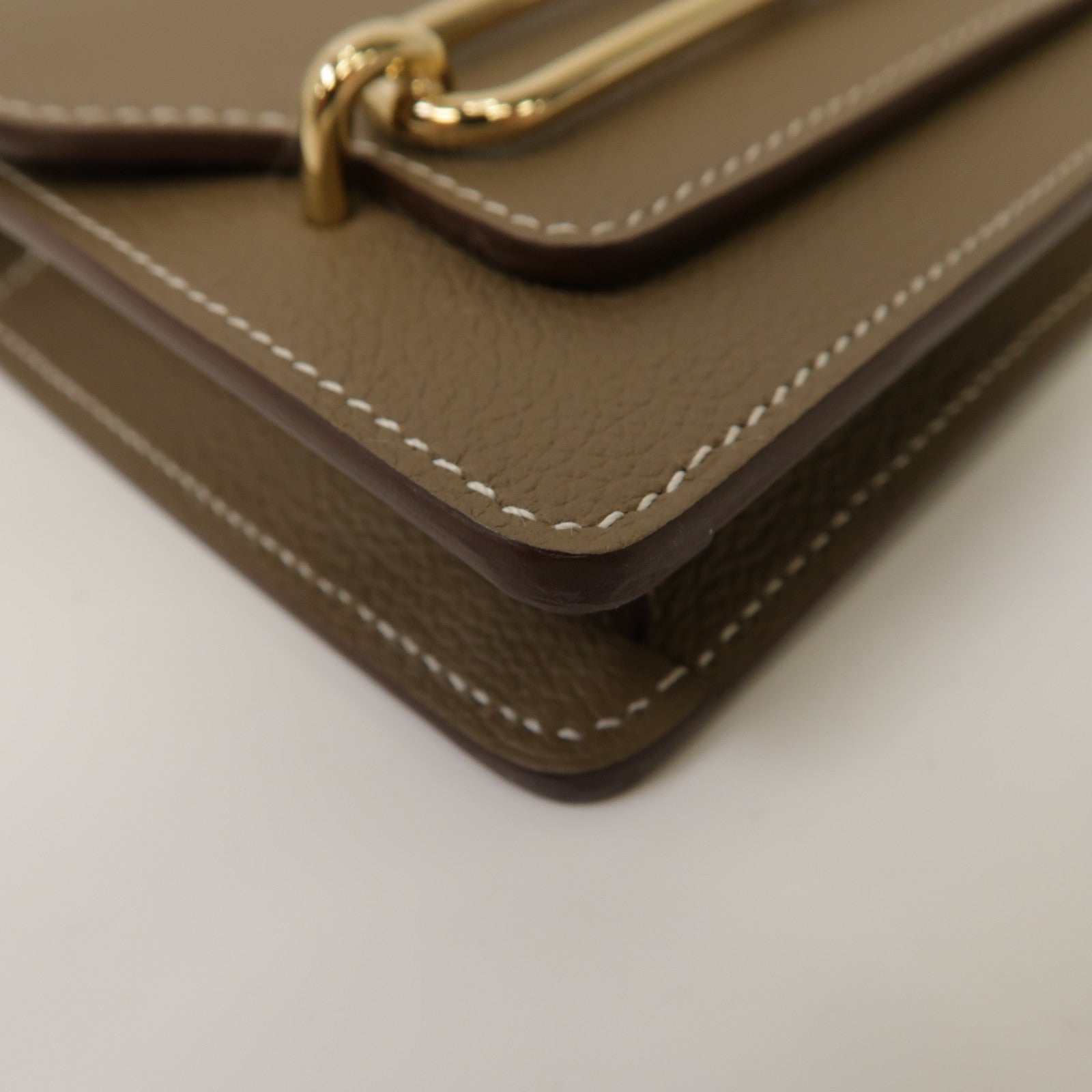 HERMES 【激減優惠】Evercolor皮革Roulis Slim金扣折疊錢包大象灰色