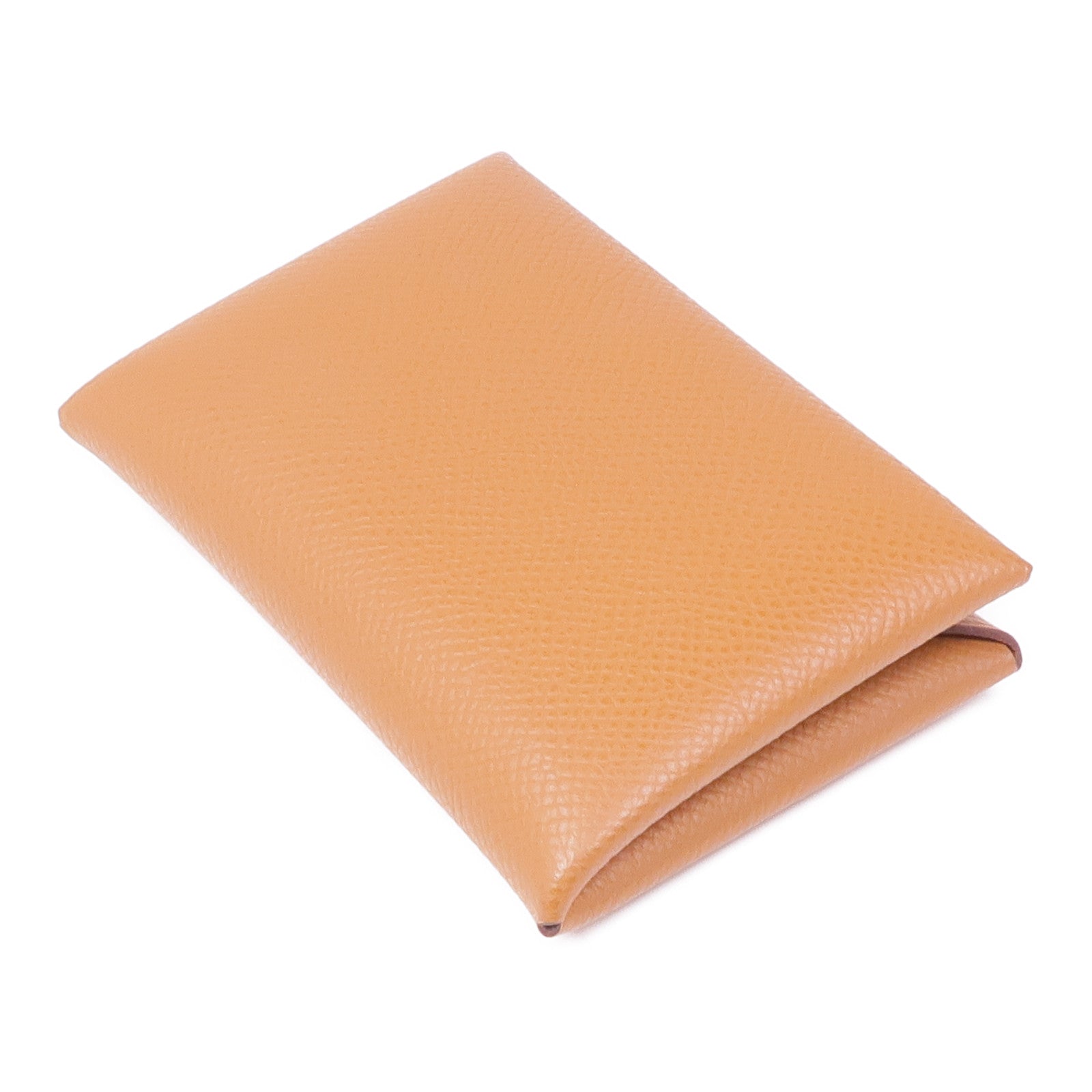 HERMES Epsom皮革Calvi Duo銀扣零錢包Gold