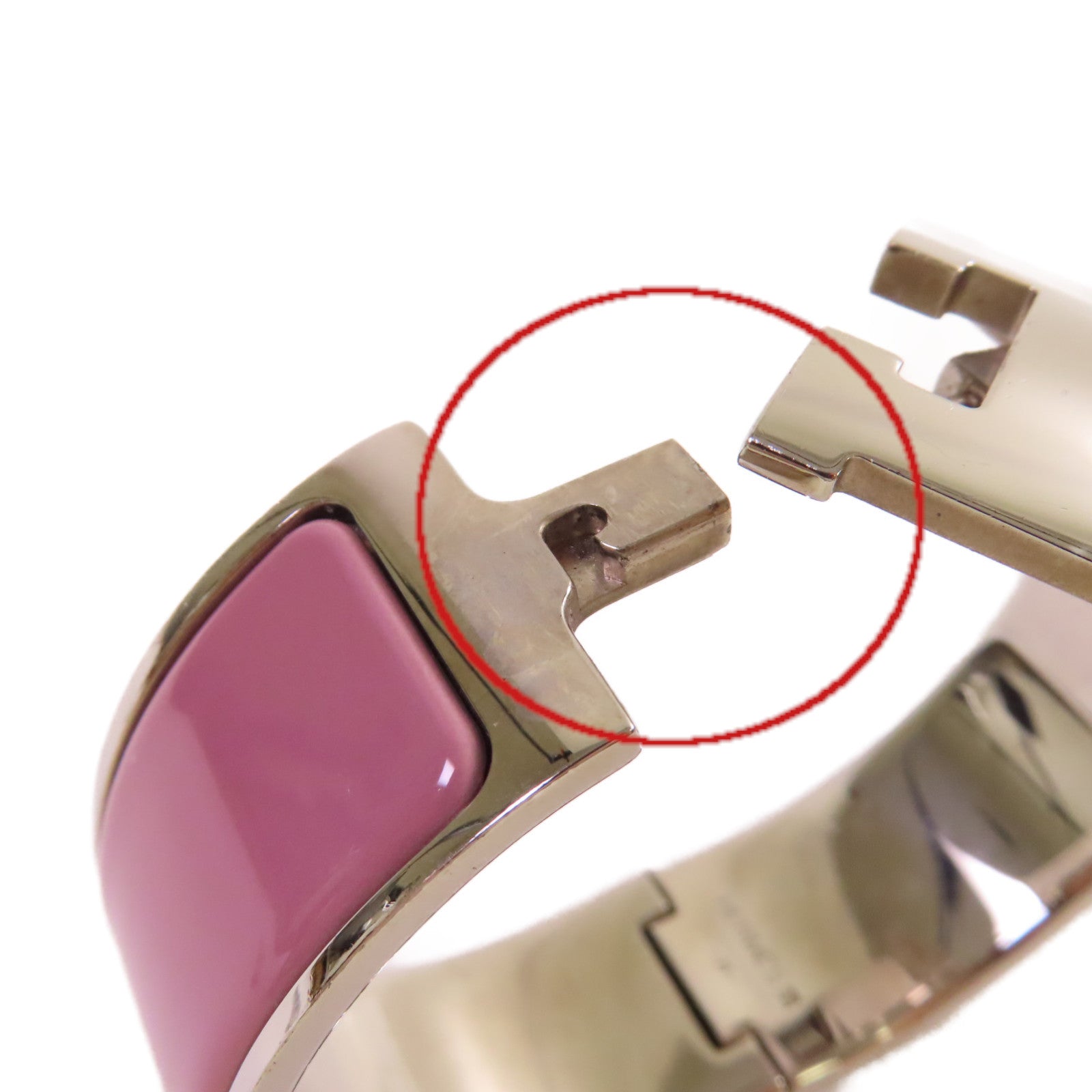 HERMES 金屬/琺瑯Clic Clac H Bracelet銀扣手鐲銀色/紫色