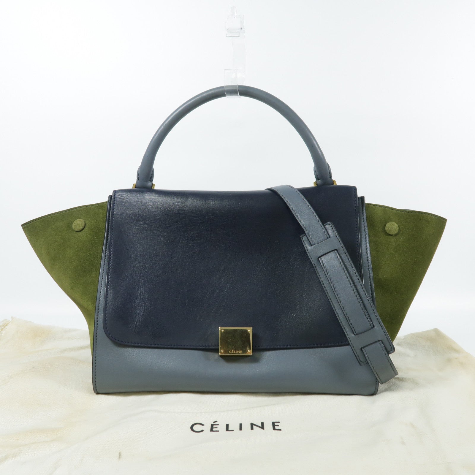 CELINE 牛皮/麂皮皮革Trapeze Medium金扣手挽肩背兩用袋
