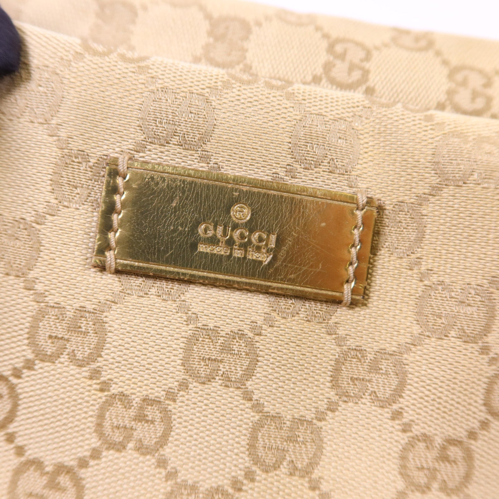 GUCCI 帆布Boston Bag銀扣肩背袋