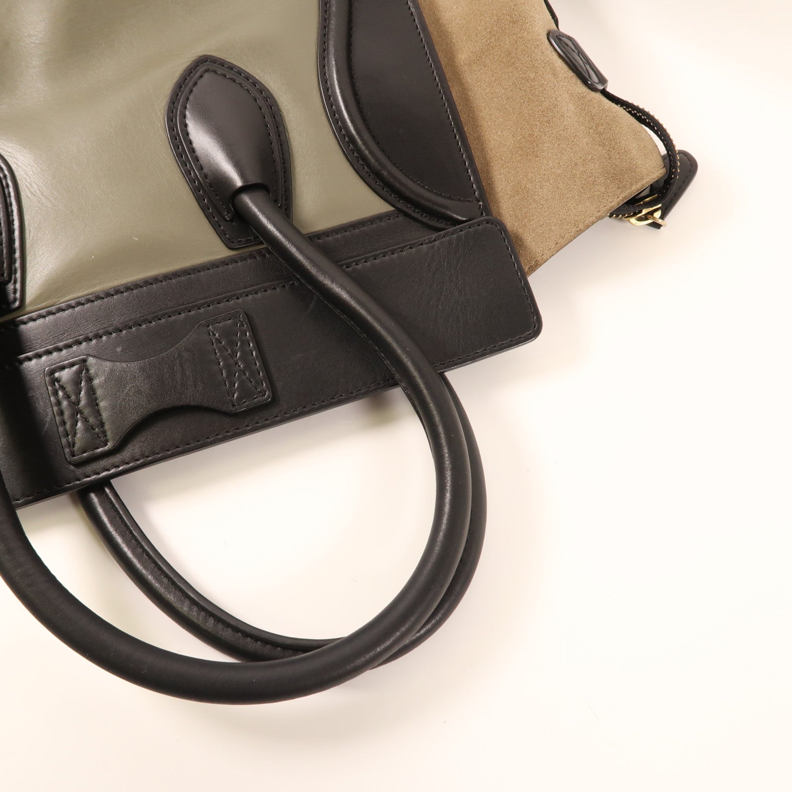 CELINE 牛皮/麂皮皮革Mini Luggage金扣手挽袋