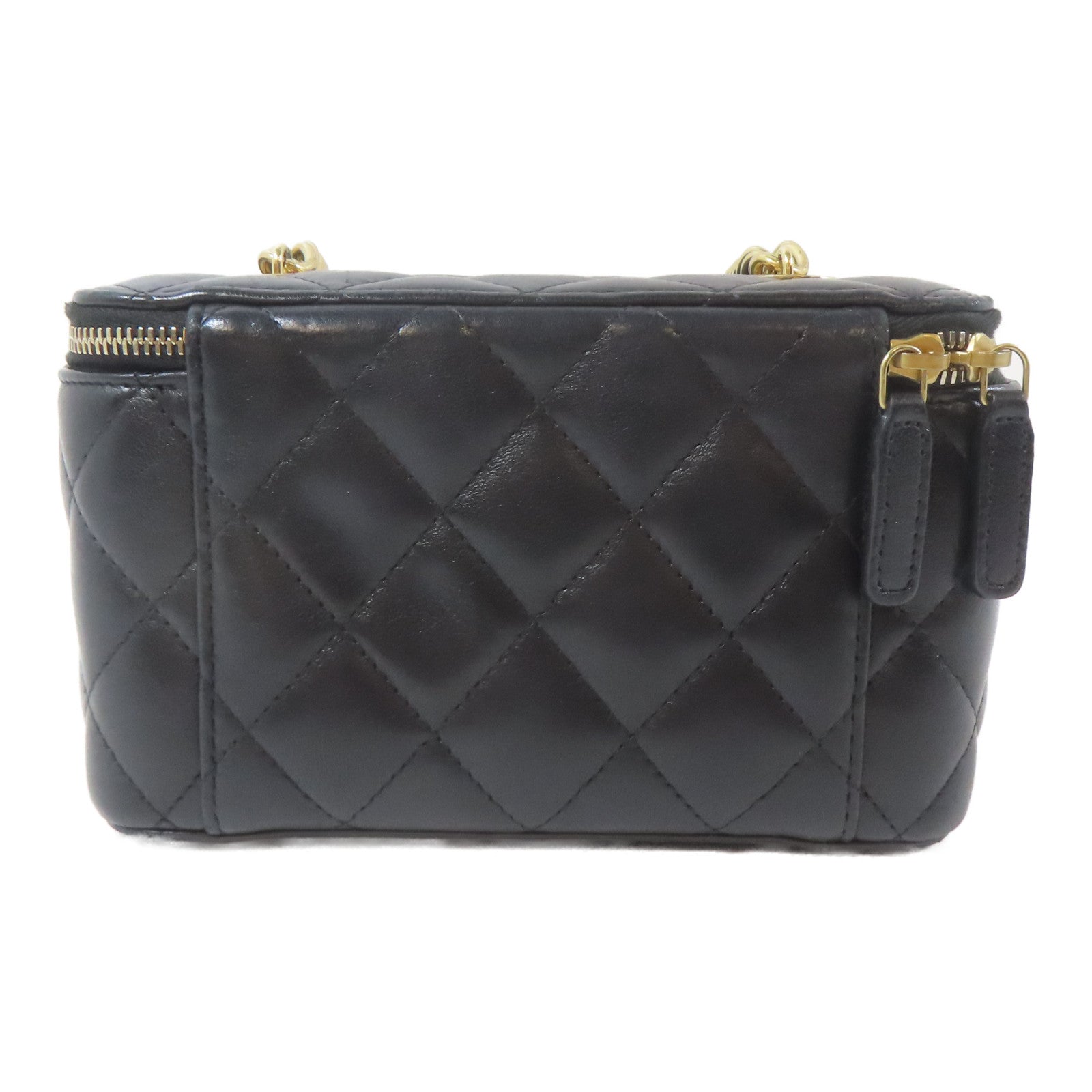 CHANEL 【激減優惠】菱格羊皮皮革Vanity Bag金扣鏈帶肩背袋黑色