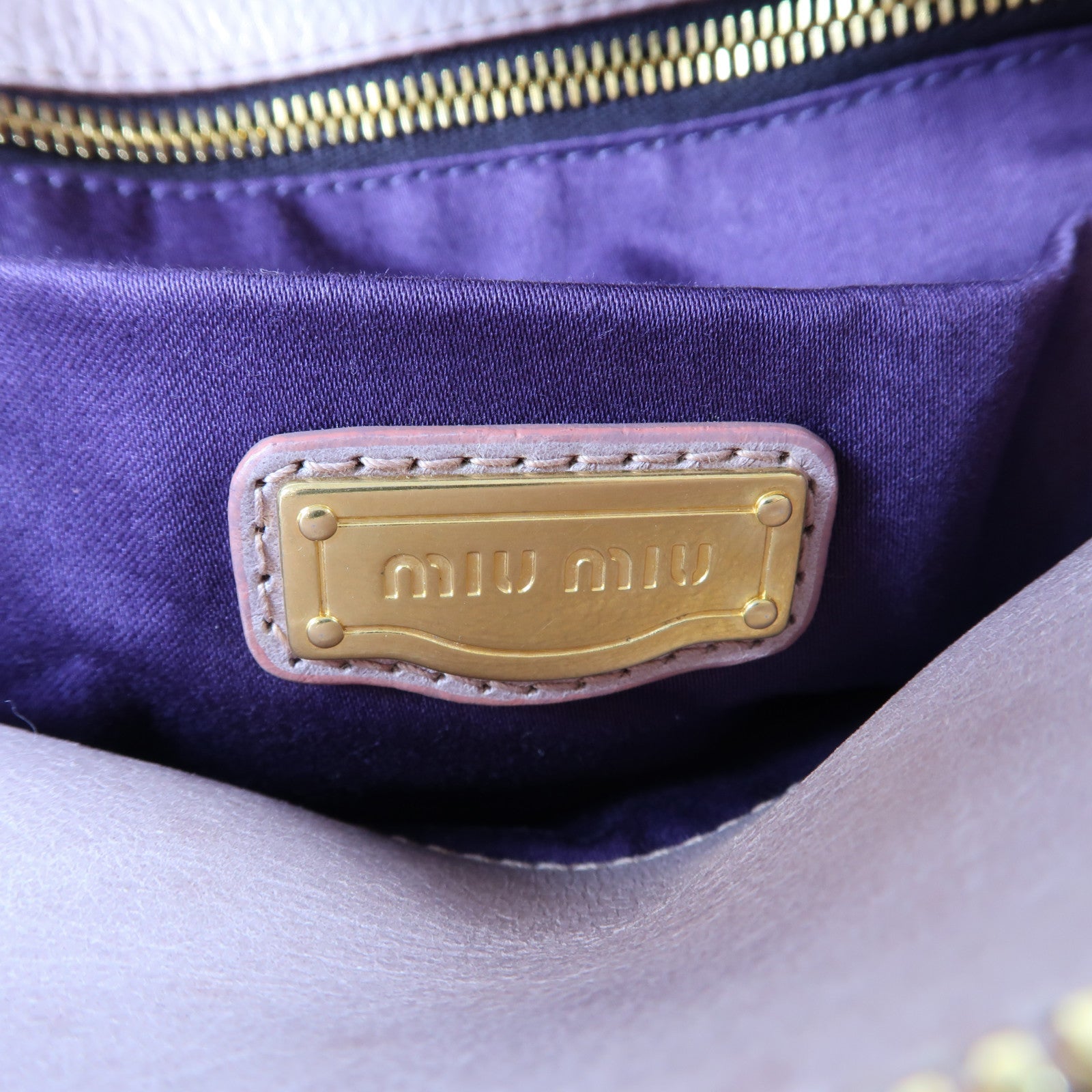 Miu Miu 【激減優惠】牛皮皮革2 Way Shoulder Bag金扣手挽肩背兩用袋粉紅色