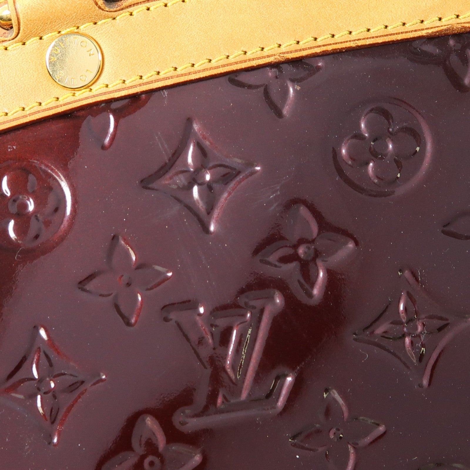 LOUIS VUITTON Vernis Brea GM金扣手挽肩背兩用袋酒紅色