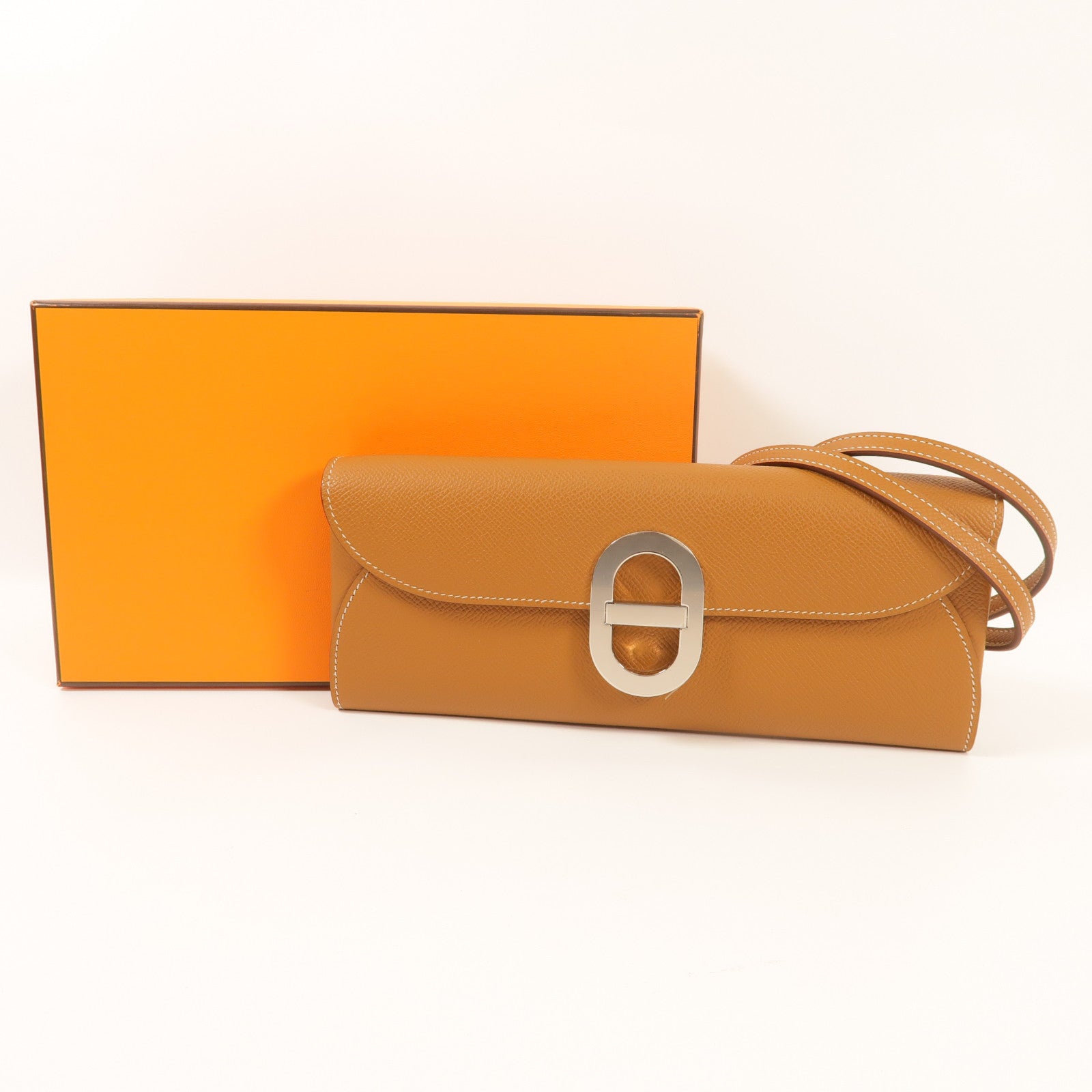 HERMES 【激減優惠】Epsom皮革Chaine d'Ancre To Go銀扣肩背袋Gold