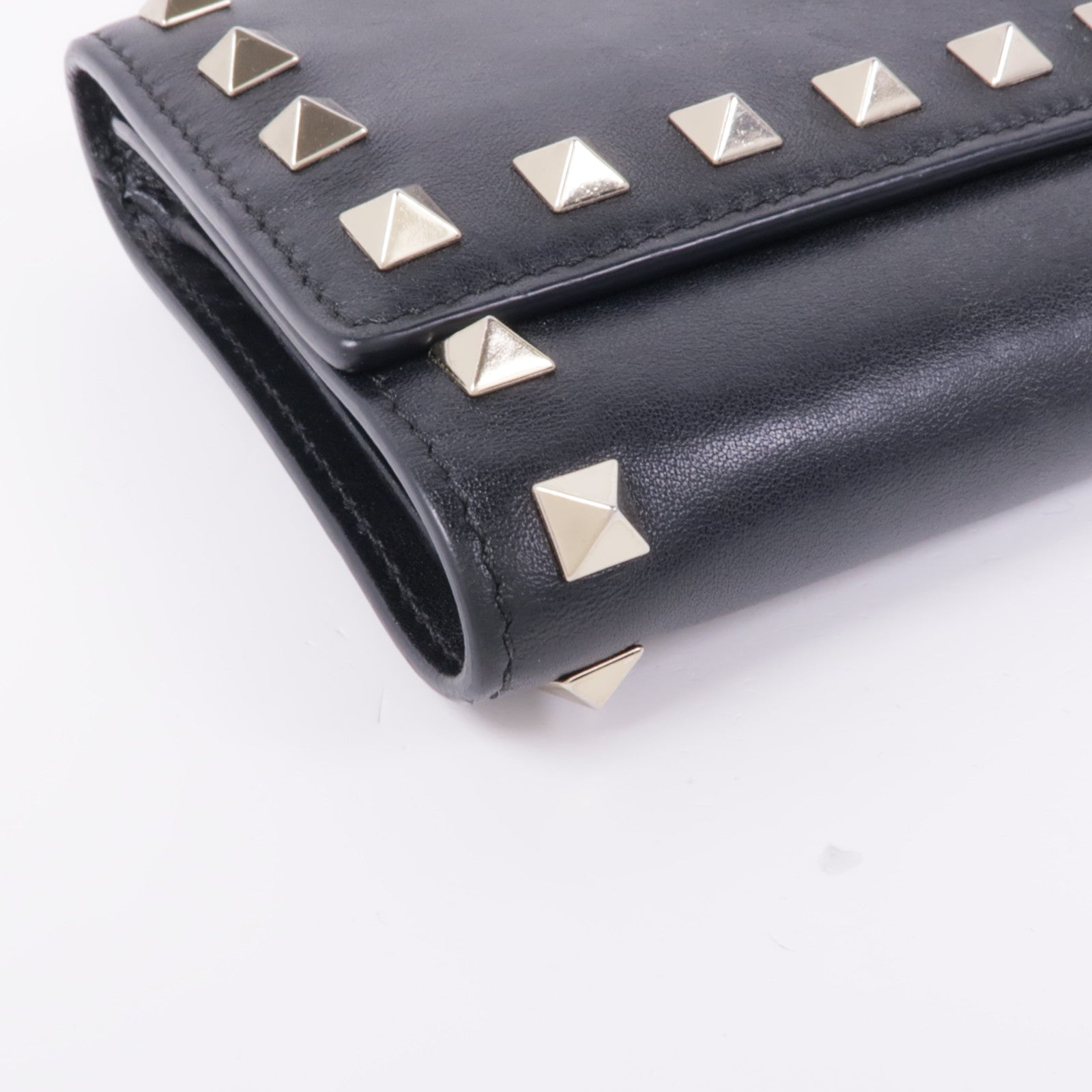 Valentino GHW Long Wallet Lambskin Leather Black