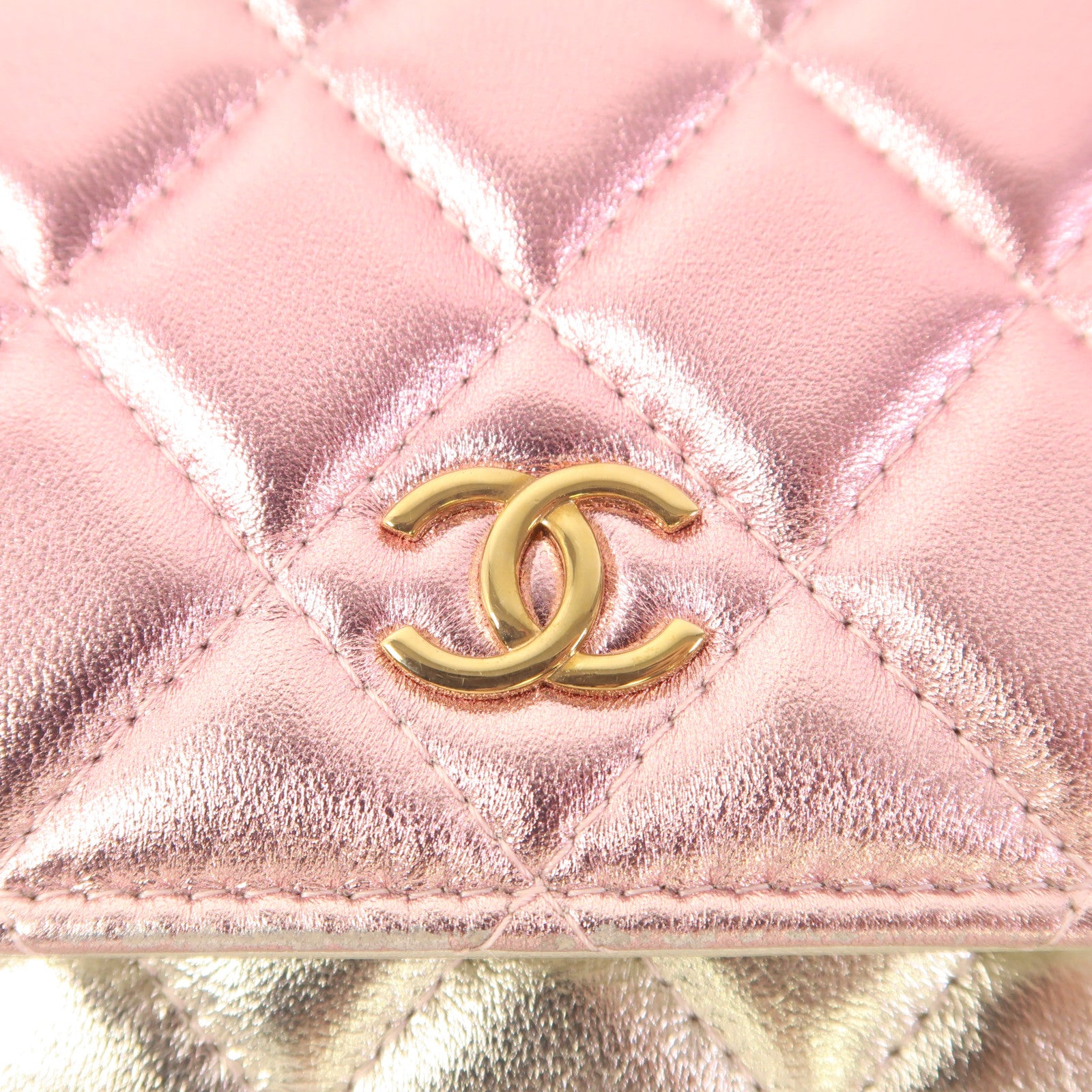 CHANEL 羊皮皮革Wallet on Chain金扣鏈帶肩背袋