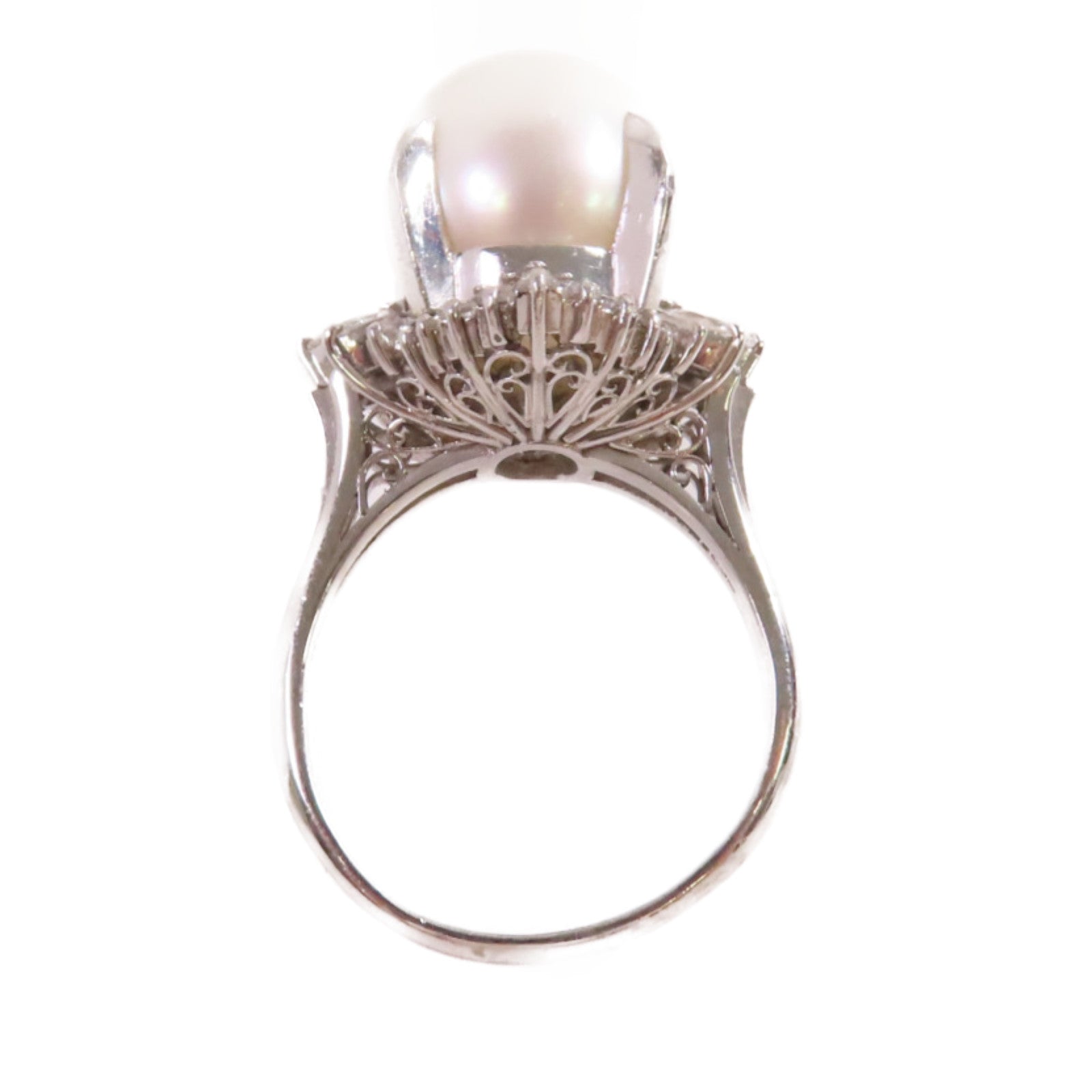 JEWELRY PT900鉑金/12mm珍珠/1.07ct鑚石Pearl Diamond Ring戒指US#8