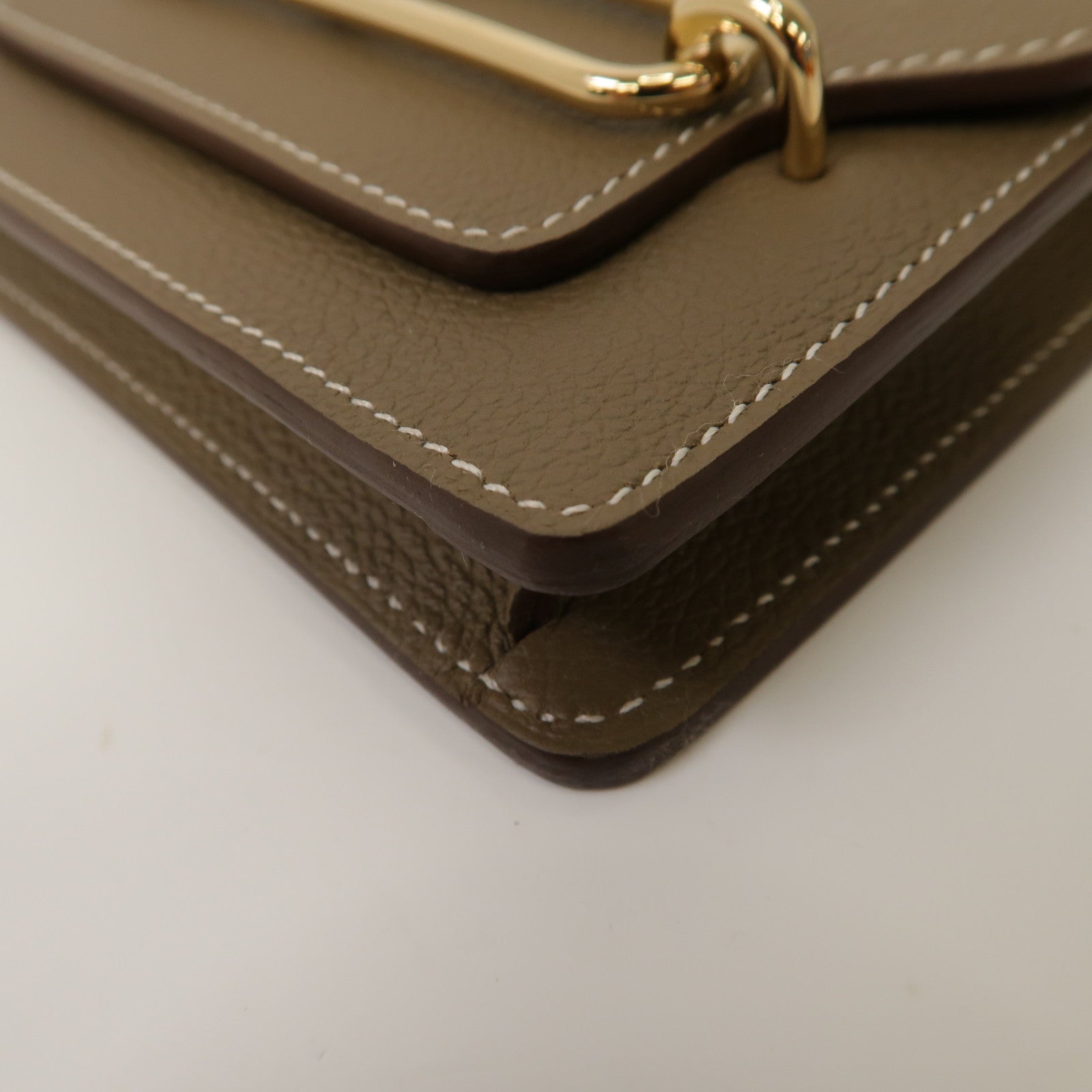 HERMES 【激減優惠】Evercolor皮革Roulis Slim金扣折疊錢包大象灰色