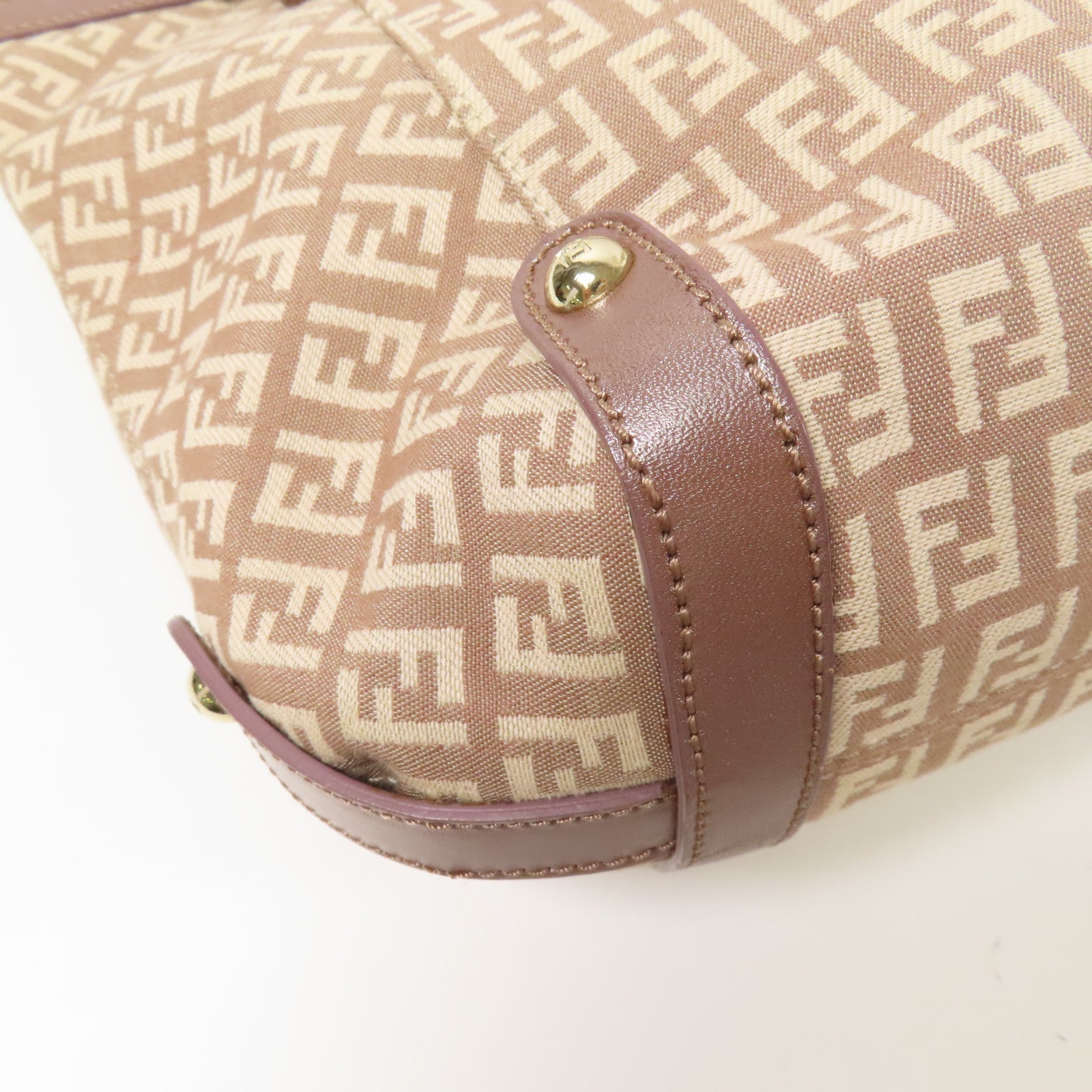 FENDI 帆布Tote Bag金扣肩背袋