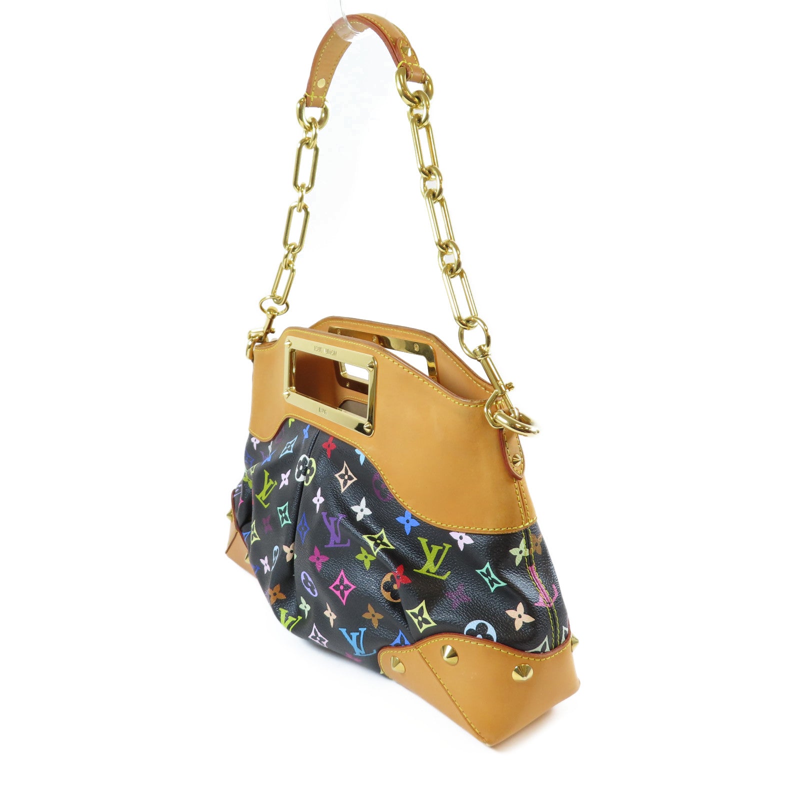 LOUIS VUITTON 【激減優惠】Monogram Multicolore Judy MM金扣手挽肩背兩用袋黑色/啡色