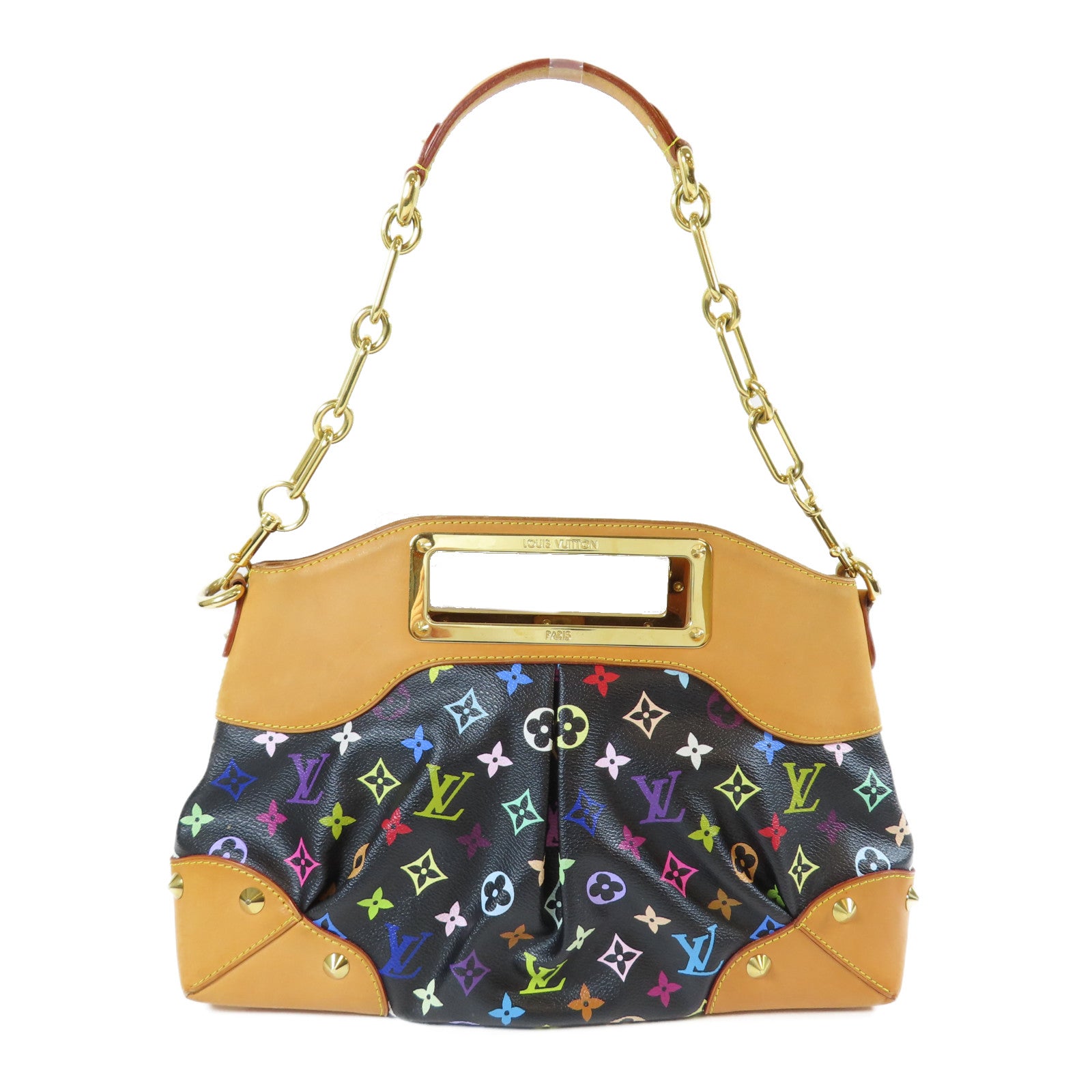 LOUIS VUITTON 【激減優惠】Monogram Multicolore Judy MM金扣手挽肩背兩用袋黑色/啡色
