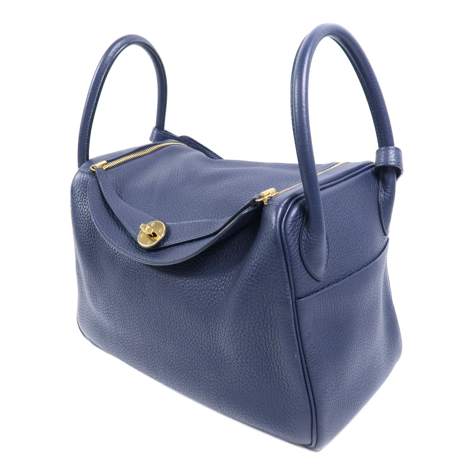 HERMES Clemence皮革Lindy 30肩背袋Bleu Nuit