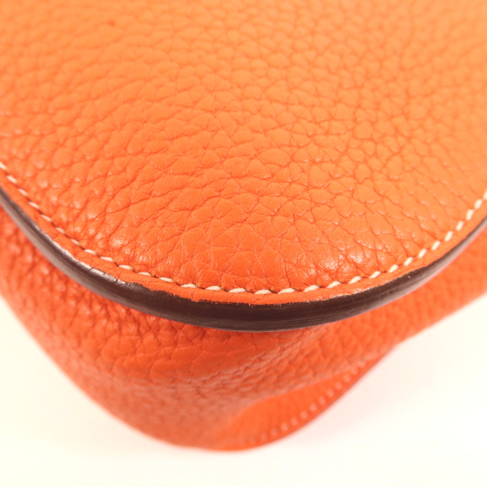 HERMES Clemence皮革Halzan 31銀扣手挽肩背兩用袋Orange