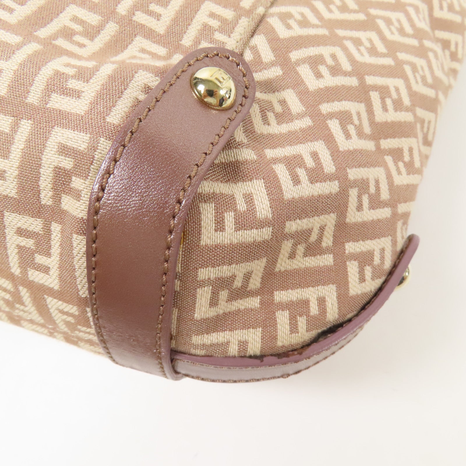 FENDI 帆布Tote Bag金扣肩背袋