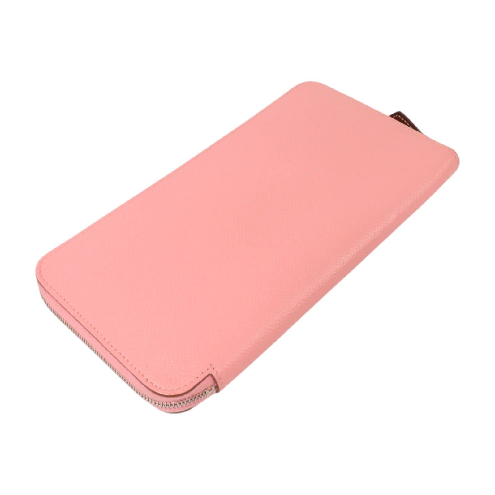 HERMES Epsom皮革Silk In Long Wallet銀扣長錢包Rose Azalee